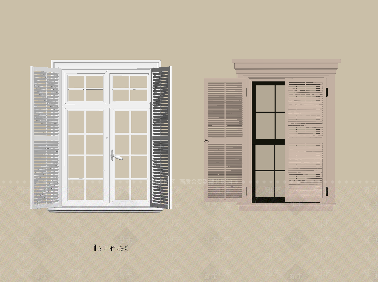 现代平开窗SU模型下载【ID:1192837125】