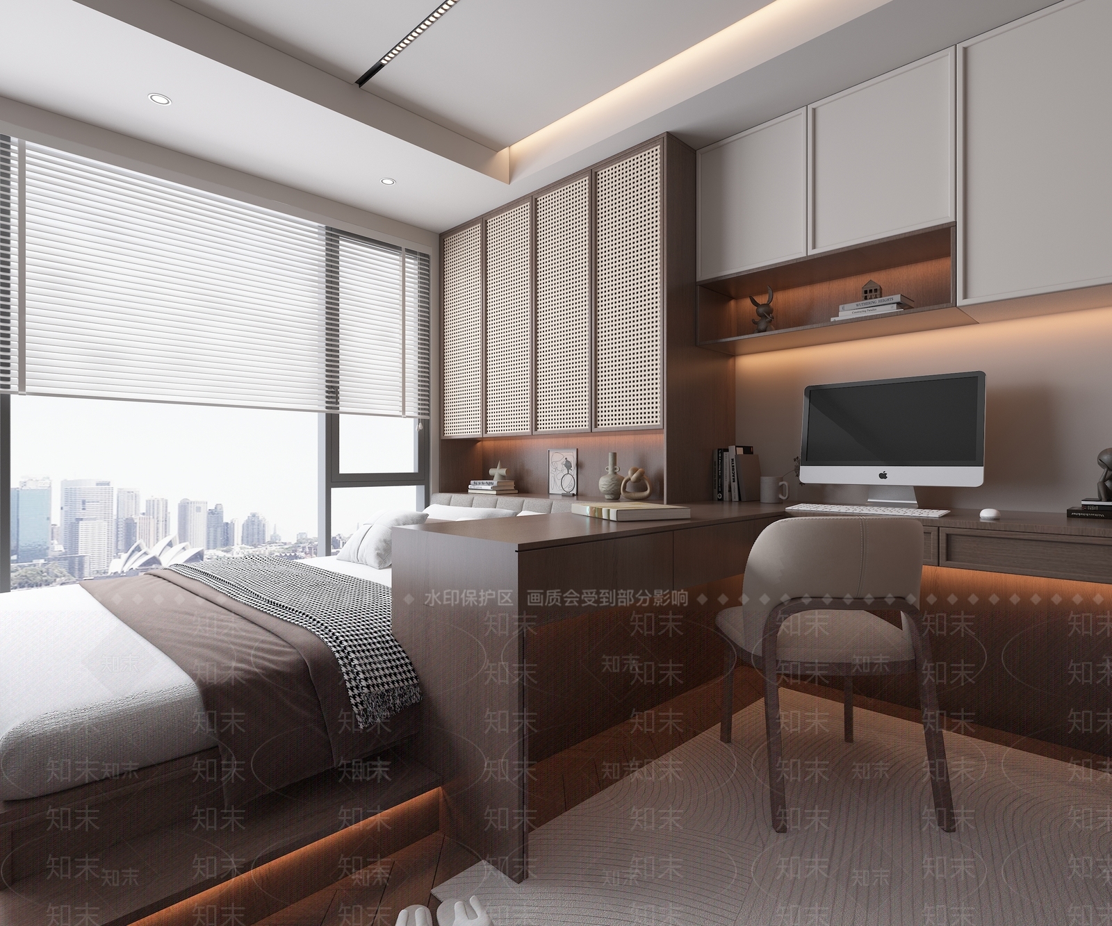 现代中式榻榻米卧室3D模型下载【ID:1192837909】