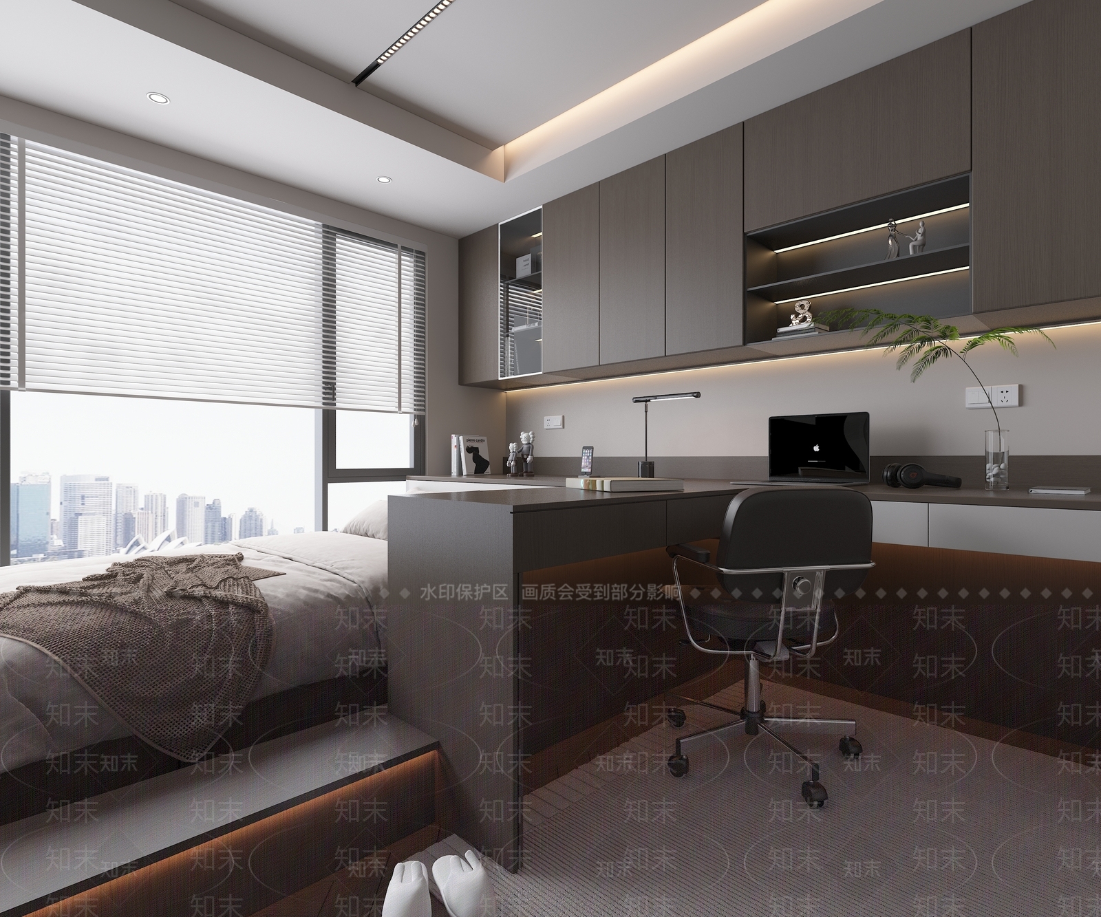 现代意式榻榻米卧室3D模型下载【ID:1192838394】