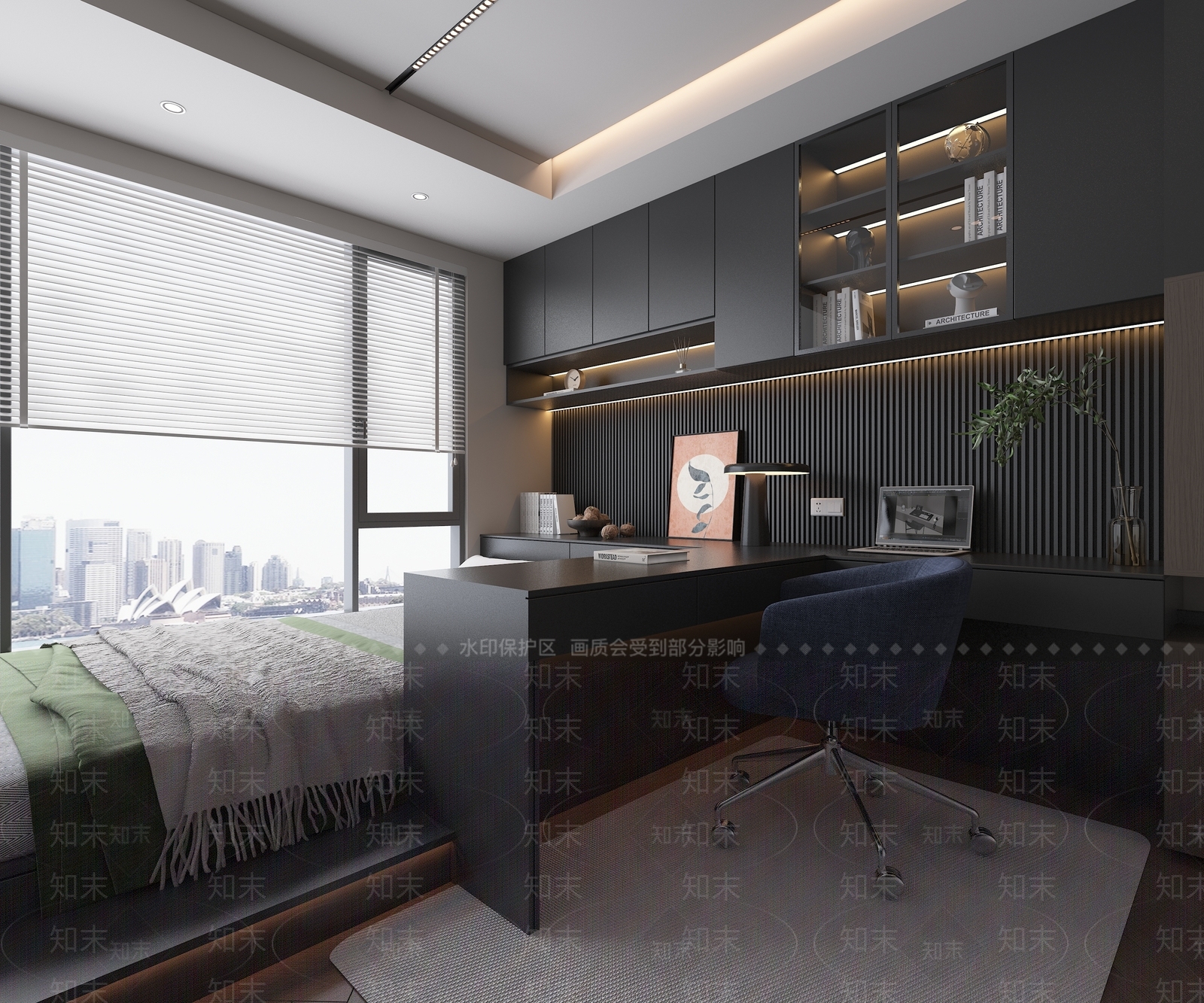 现代意式榻榻米卧室3D模型下载【ID:1192839225】