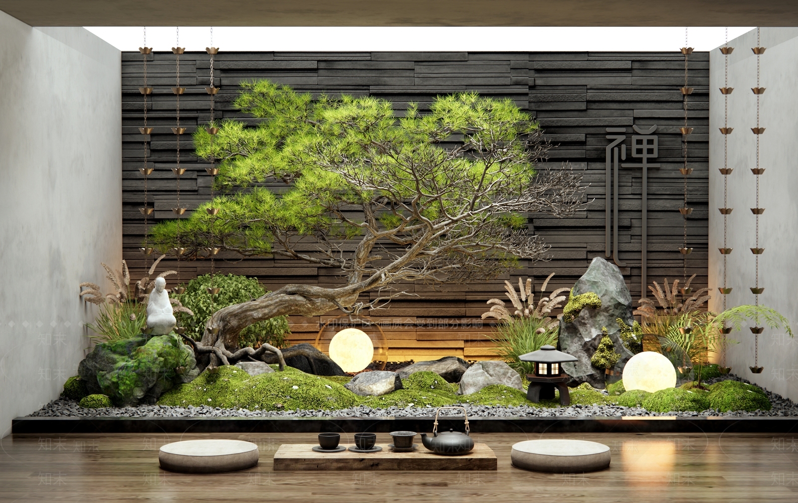 新中式室内景观SU模型下载【ID:1192841026】