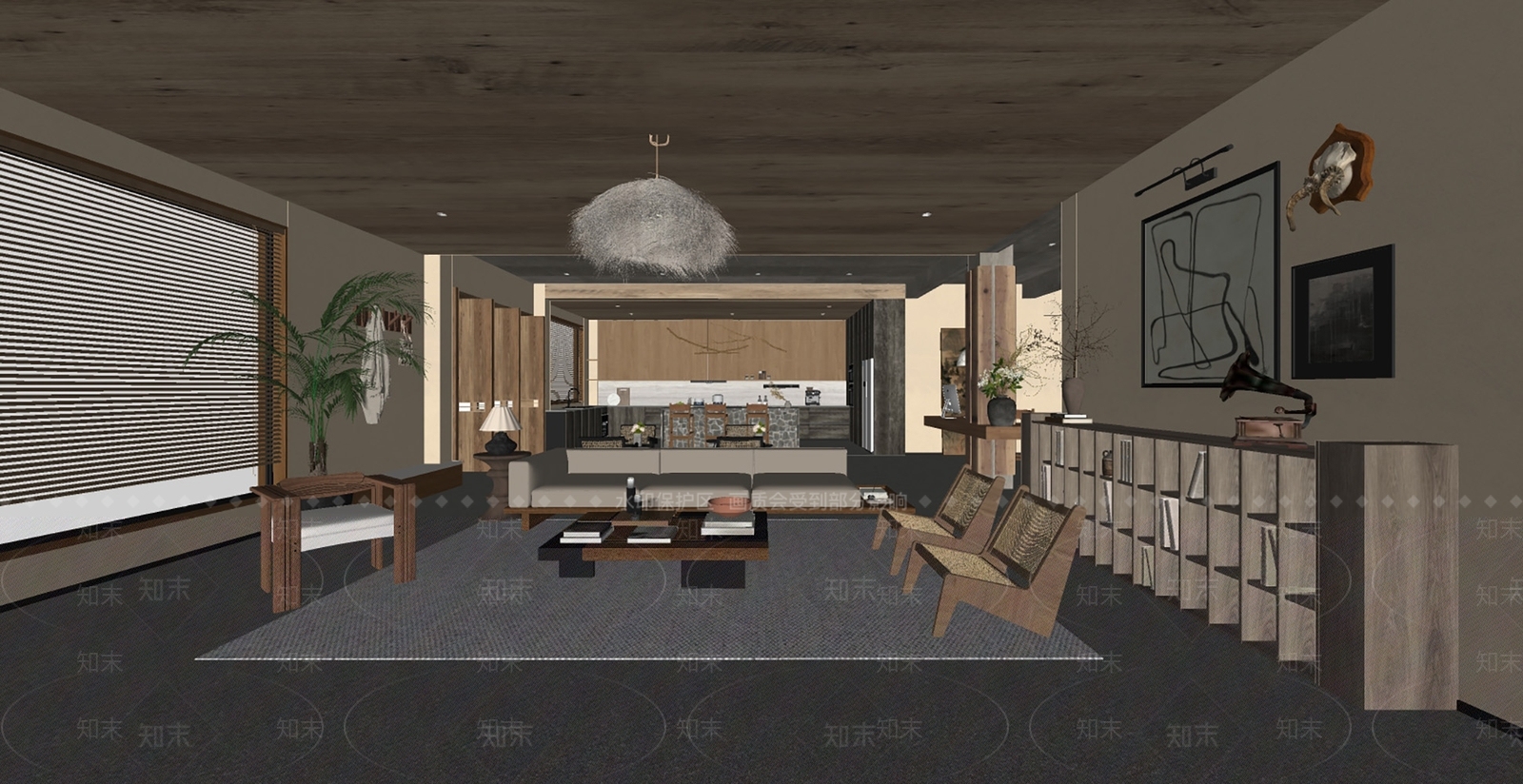 侘寂民宿大堂SU模型下载【ID:1192846833】
