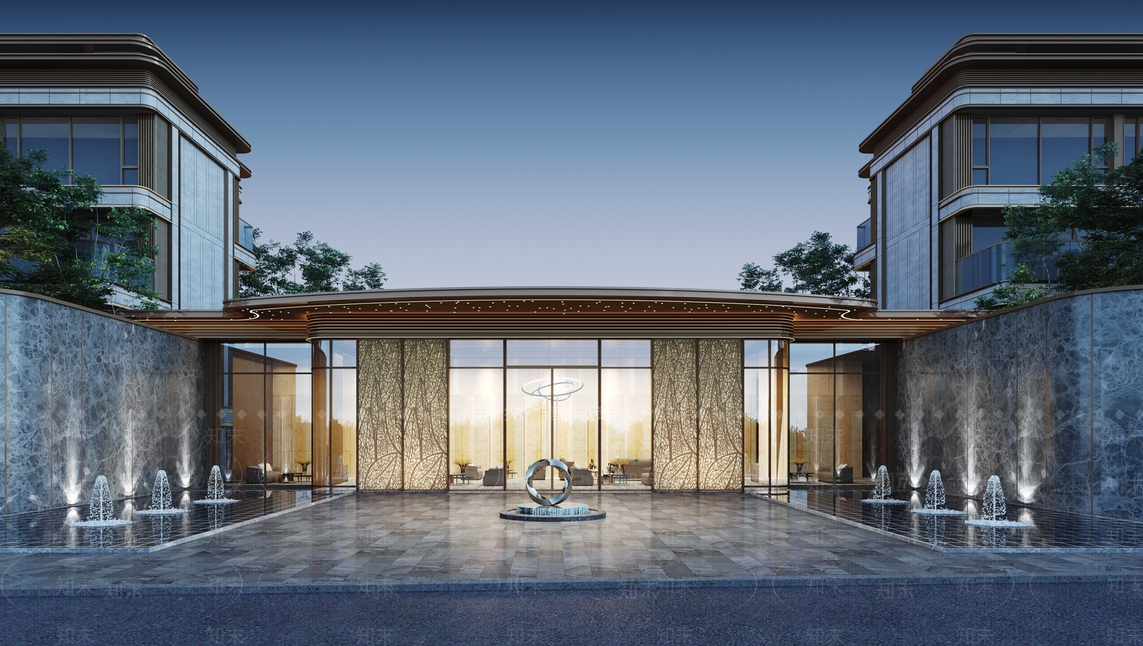 现代新中式别墅外观3D模型下载【ID:1192847919】