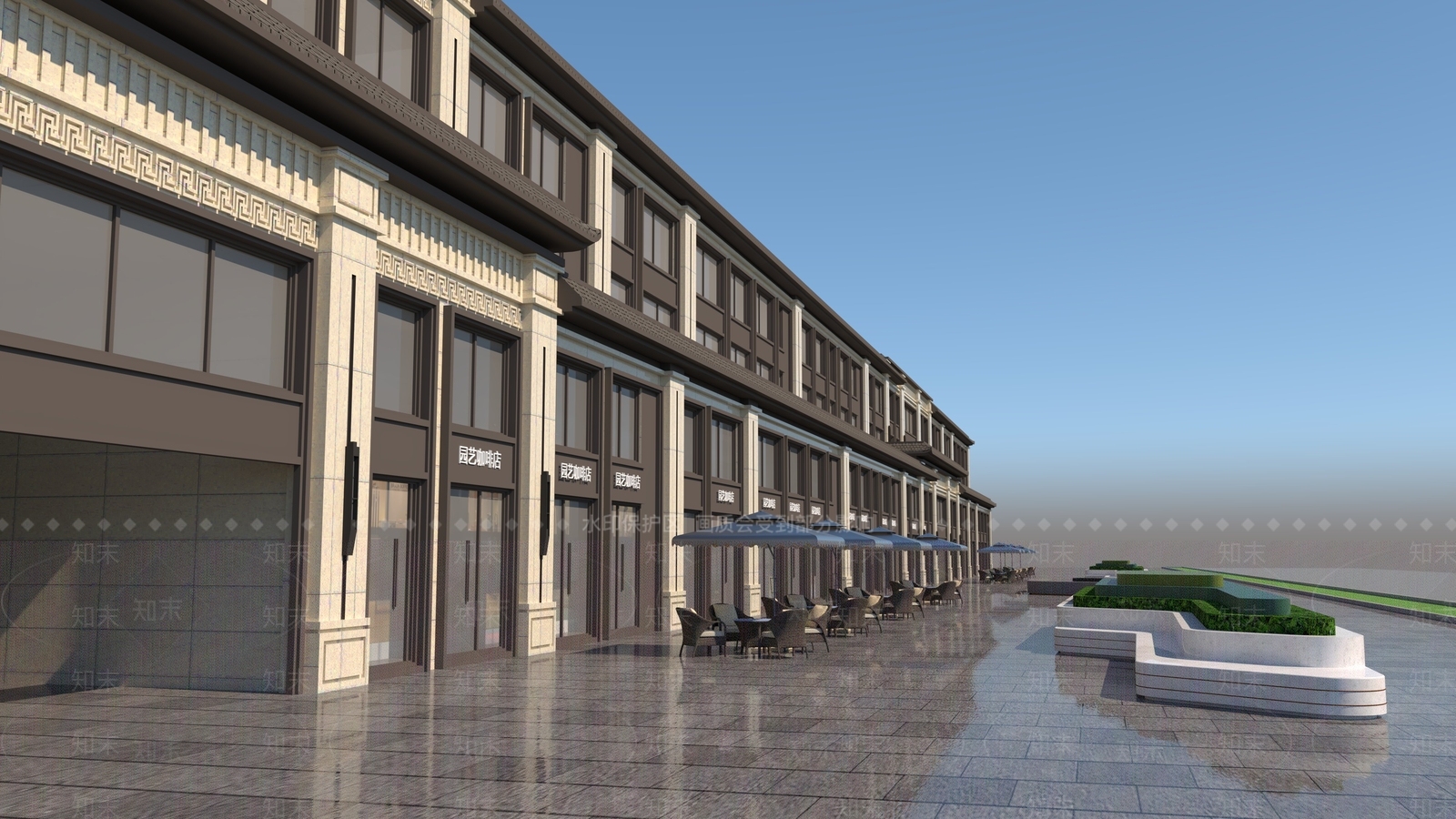 新中式现代商业街3D模型下载【ID:1192848882】
