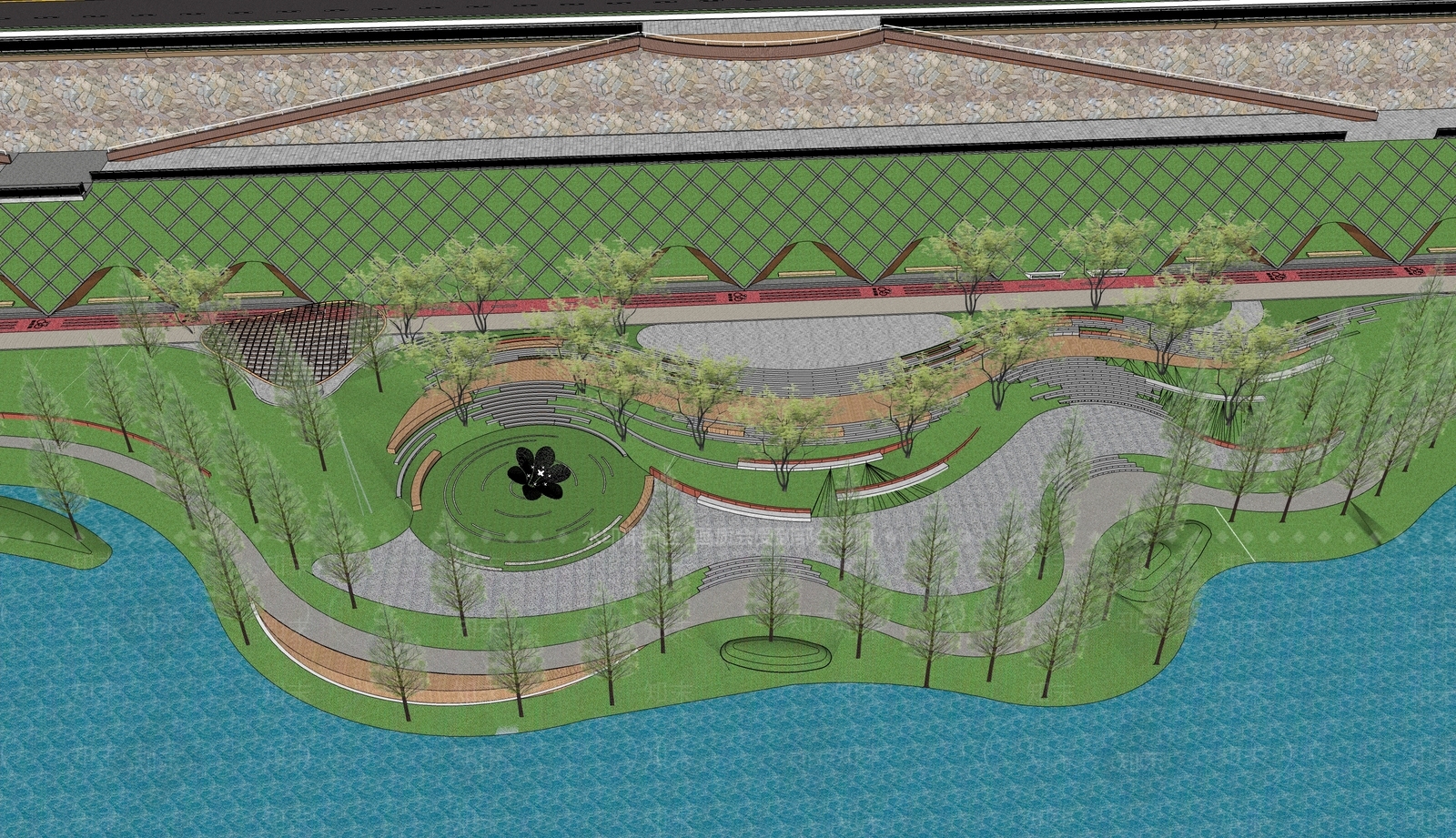 现代台阶景观SU模型下载【ID:1192849394】