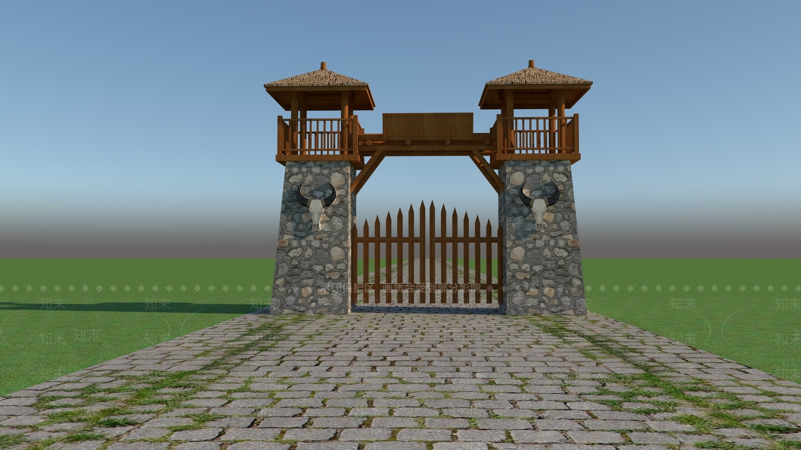新中式中式入口3D模型下载【ID:1192849404】