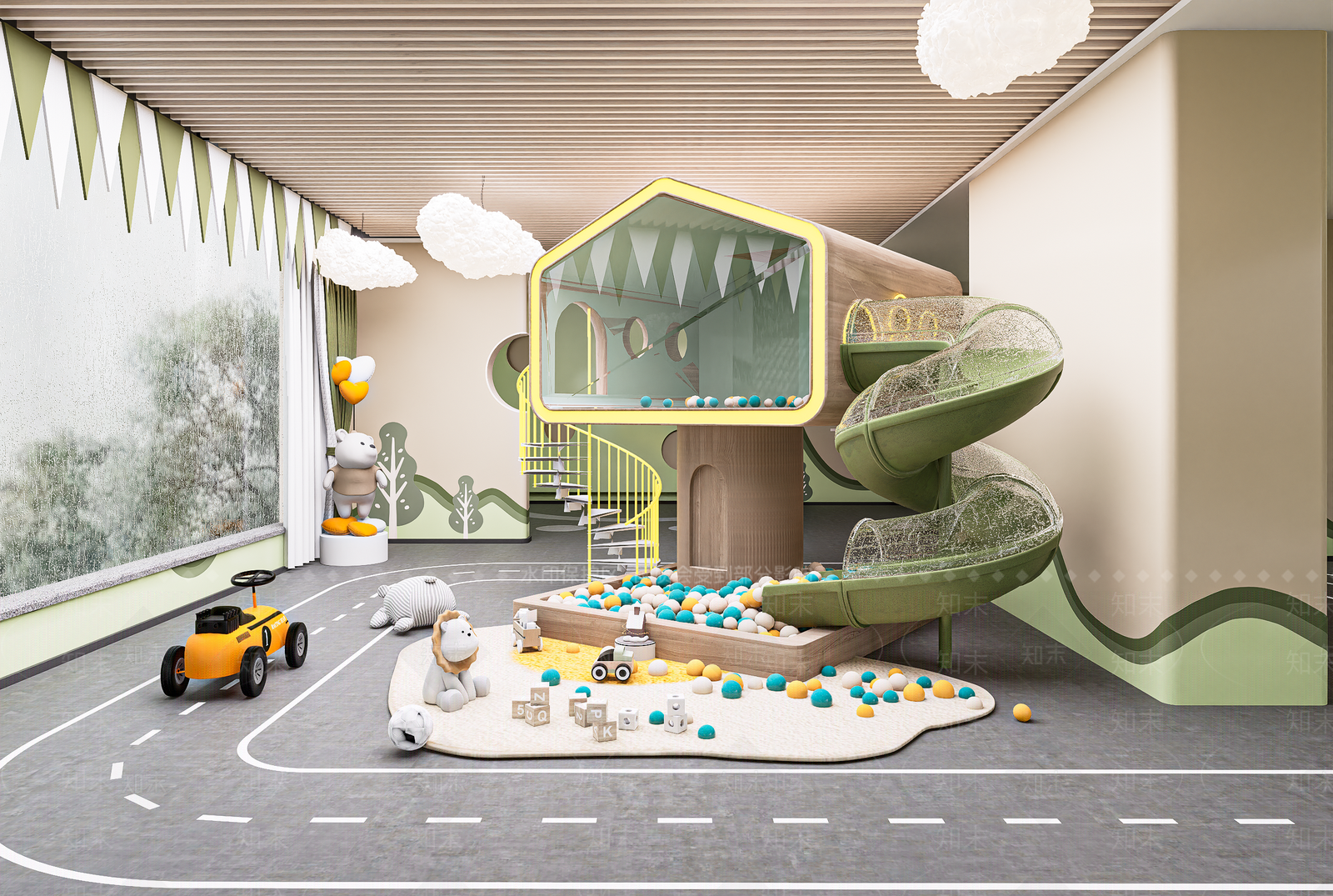 现代极简儿童活动空间SU模型下载【ID:1192850990】