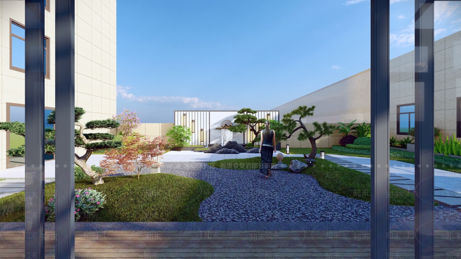 新中式屋顶花园SU模型下载【ID:1192851609】