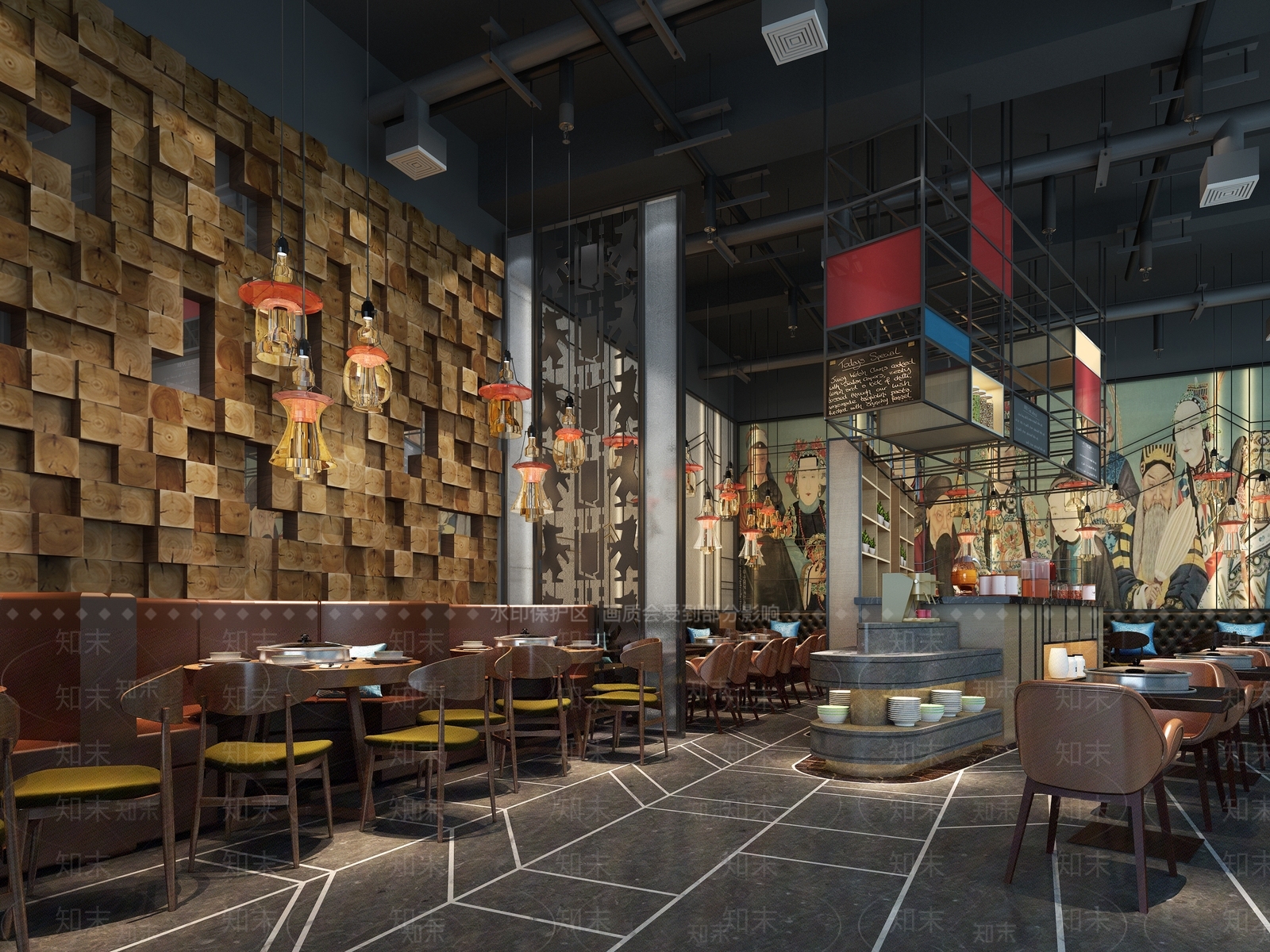 现代火锅店3D模型下载【ID:1192853653】