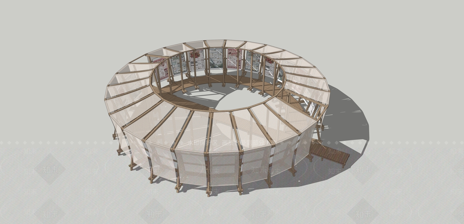 现代原木廊架SU模型下载【ID:1192857054】