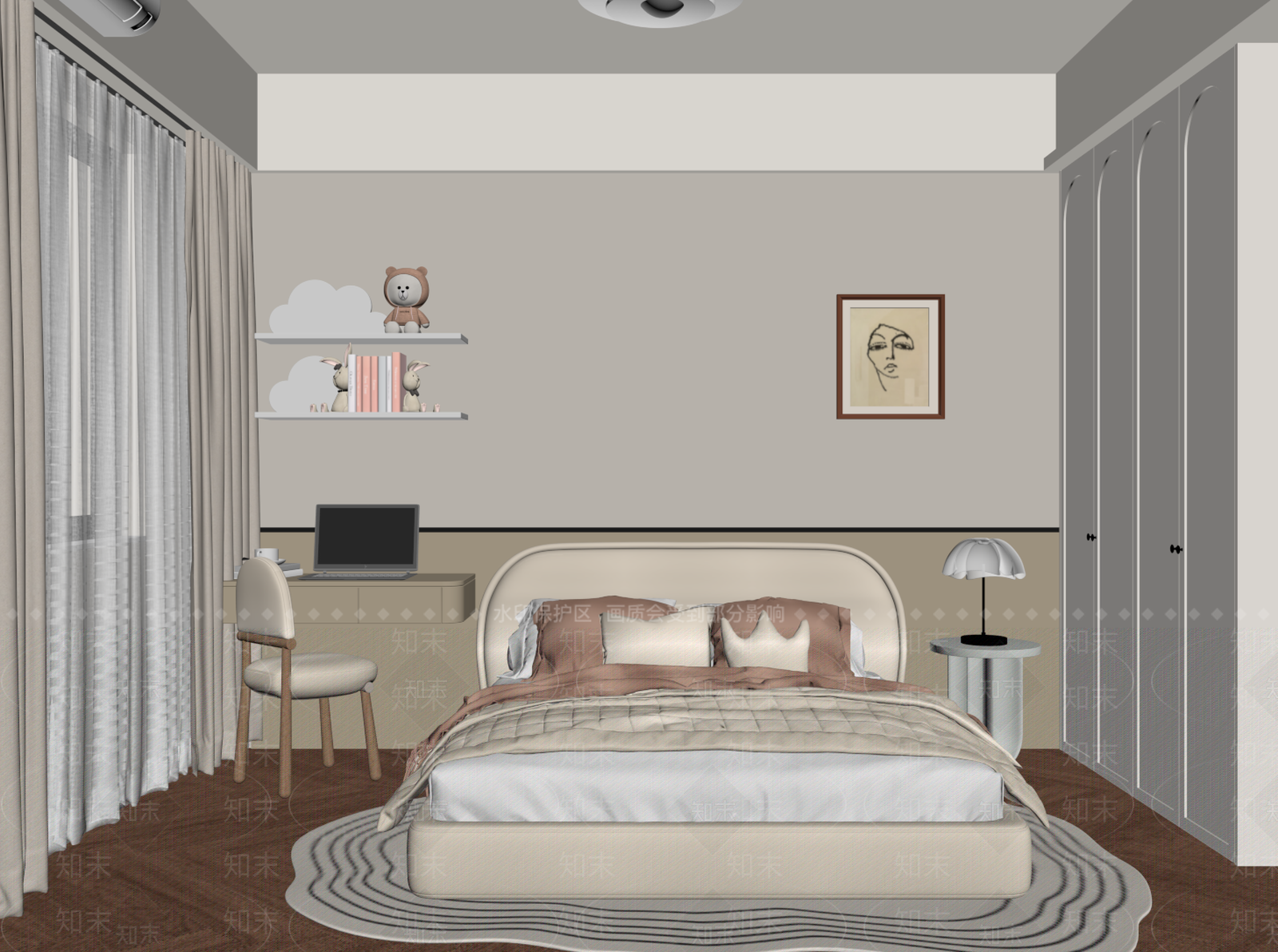 法式现代通用儿童房SU模型下载【ID:1192856926】
