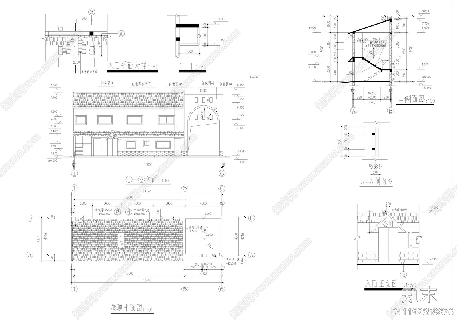 现代中式公共建筑cad施工图下载【ID:1192859876】