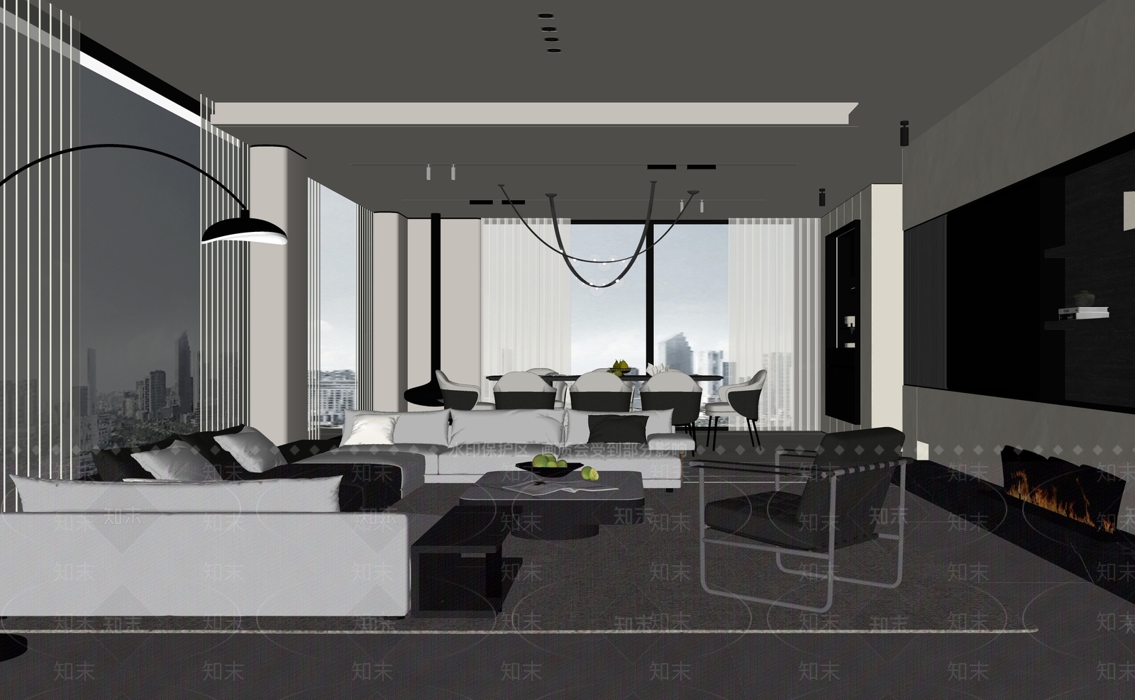 现代家居客厅SU模型下载【ID:1192858907】