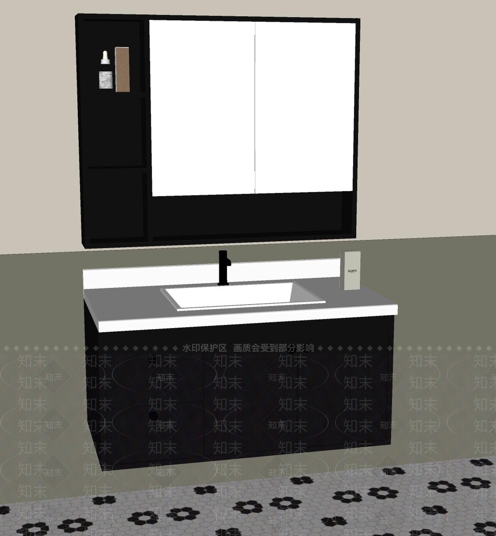 法式浴室柜SU模型下载【ID:1192866461】