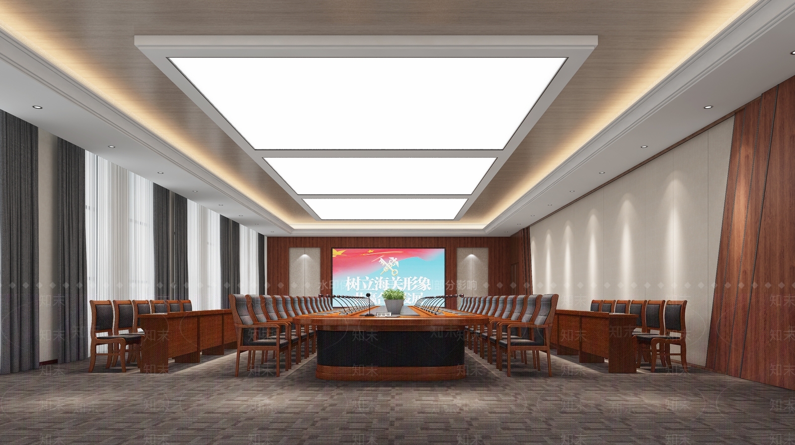 新中式现代会议室3D模型下载【ID:1192872297】