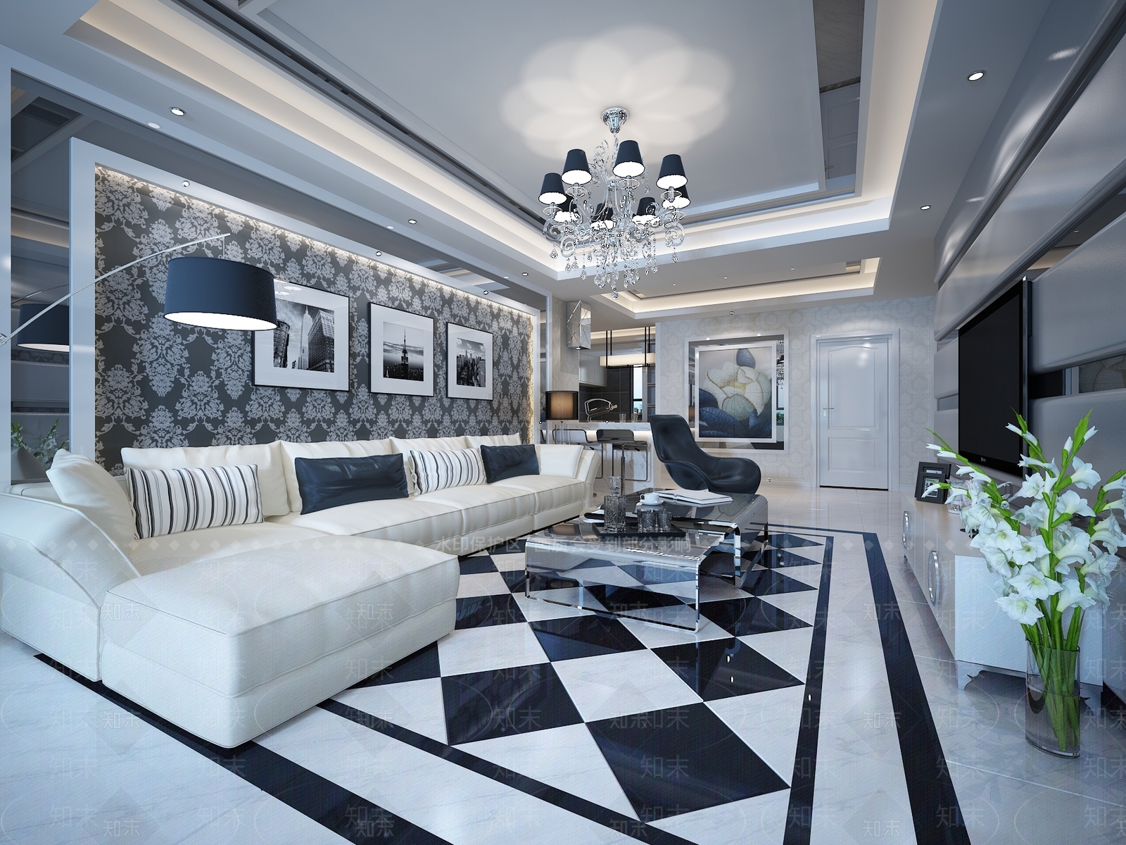 简欧客餐厅3D模型下载【ID:1192874819】