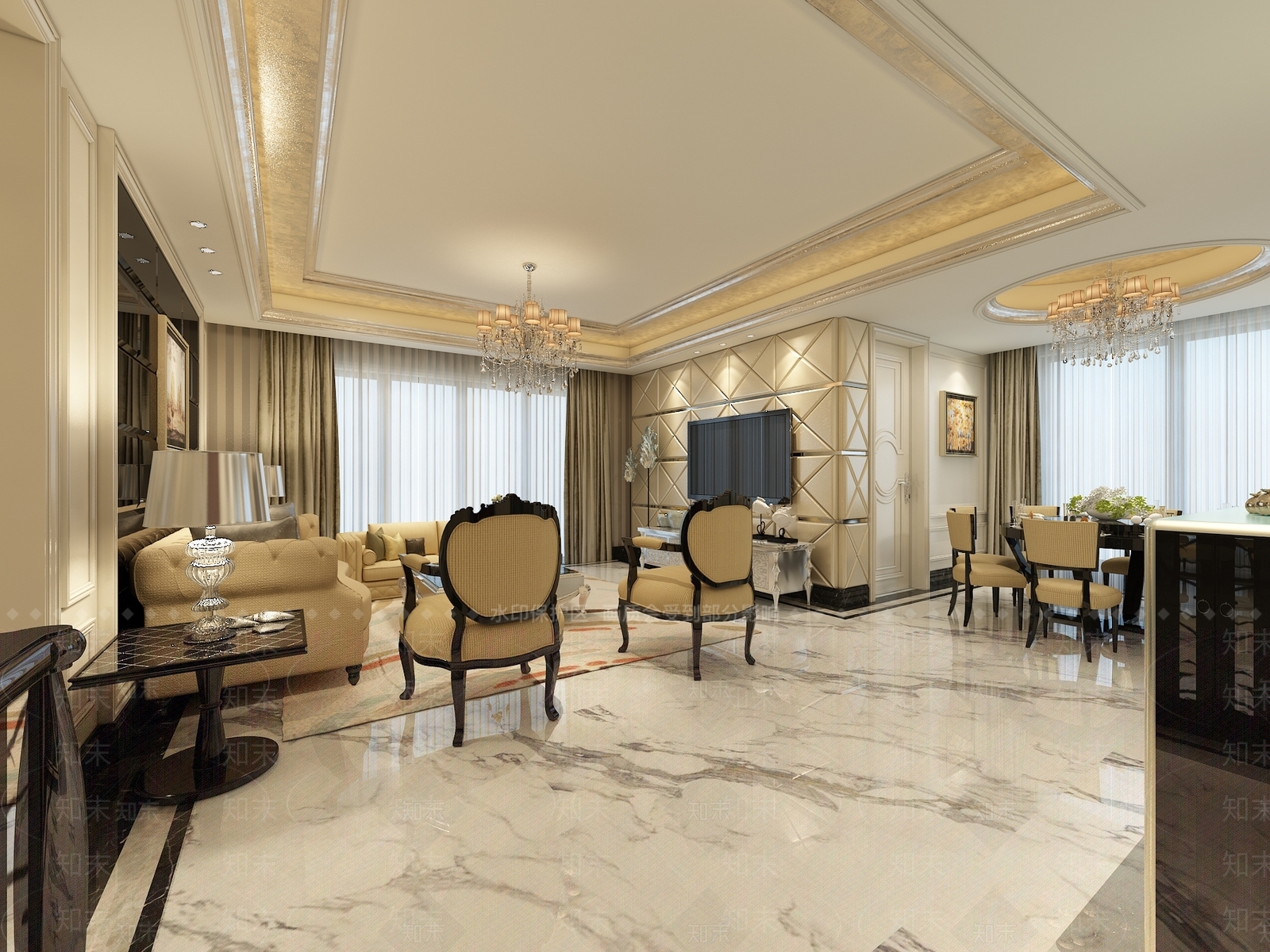 简欧客餐厅3D模型下载【ID:1192875201】