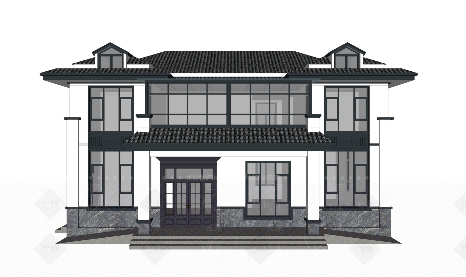 新中式现代别墅SU模型下载【ID:1192878047】
