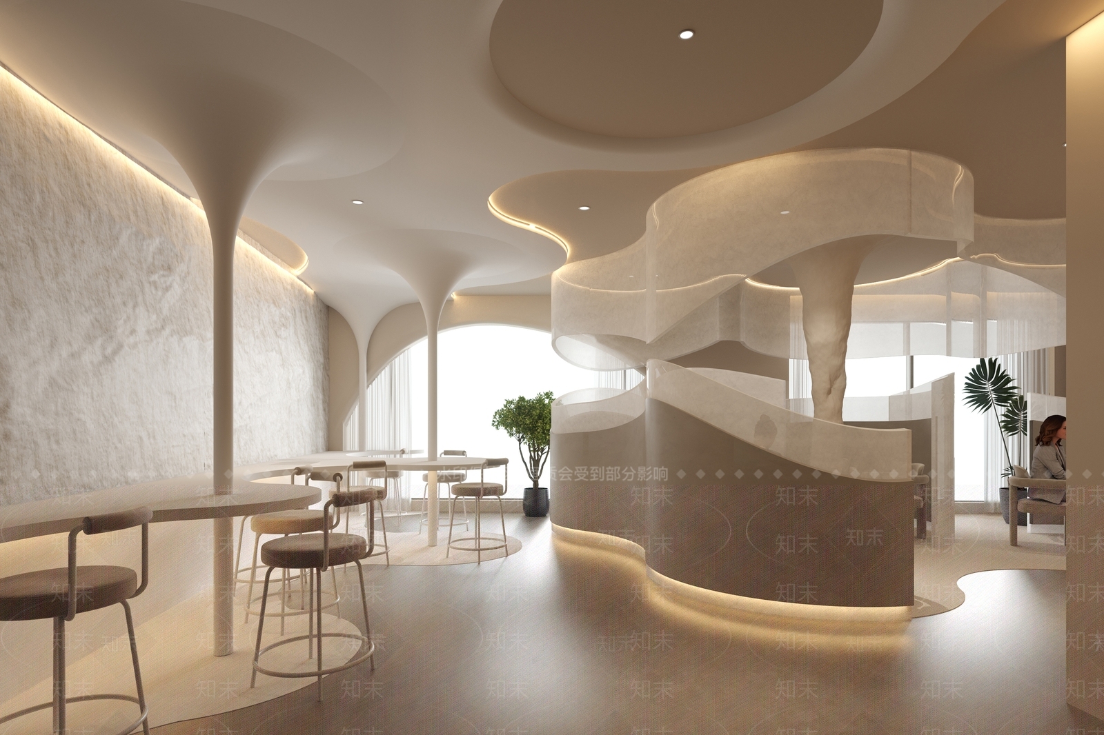 现代极简咖啡厅3D模型下载【ID:1192881669】