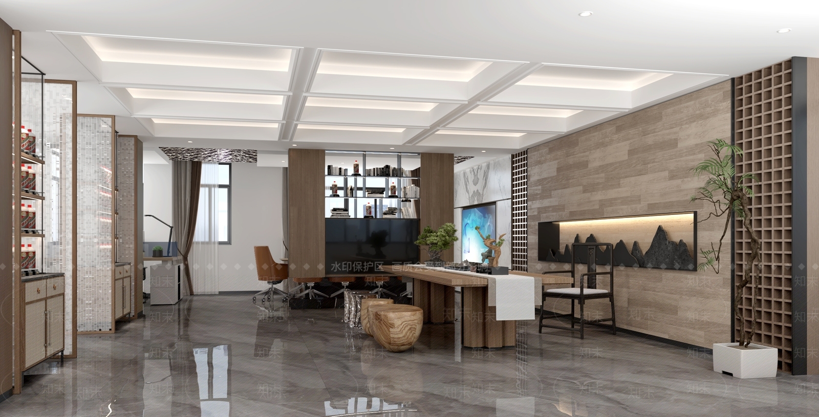 现代新中式茶水间3D模型下载【ID:1192883318】