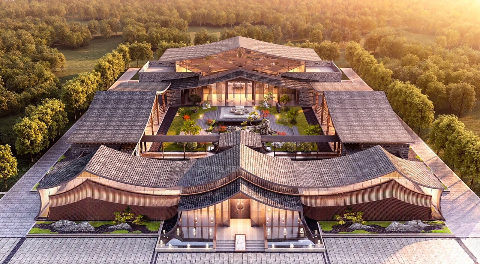 新中式四合院3D模型下载【ID:1192886146】