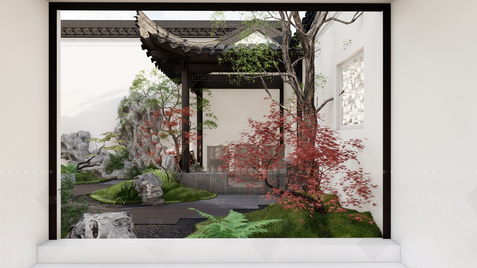 中式新中式别墅庭院SU模型下载【ID:1192886522】