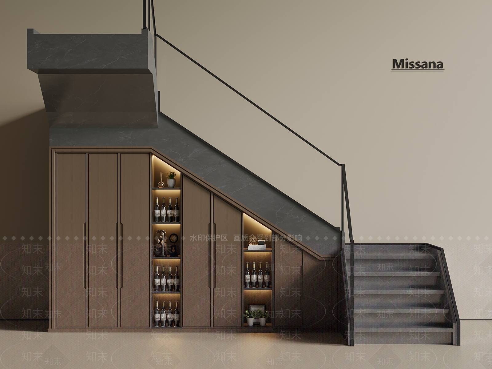 中古意式楼梯柜3D模型下载【ID:1192890413】