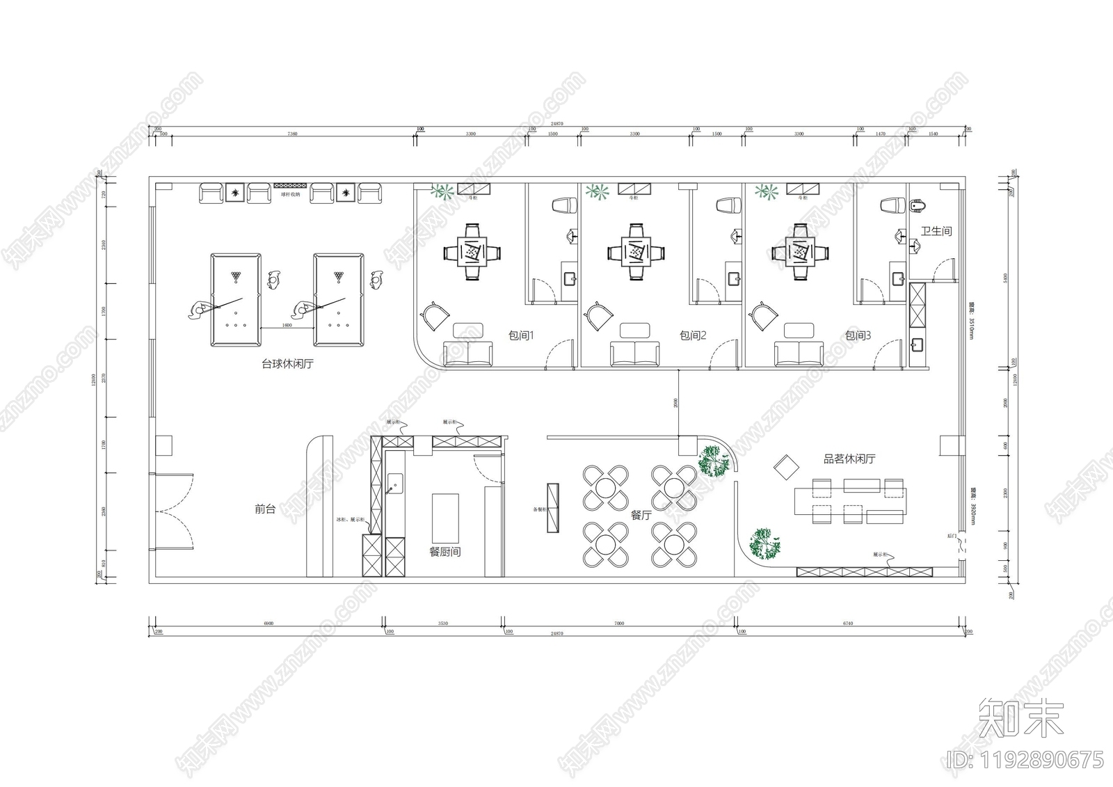 原木新中式棋牌室施工图下载【ID:1192890675】