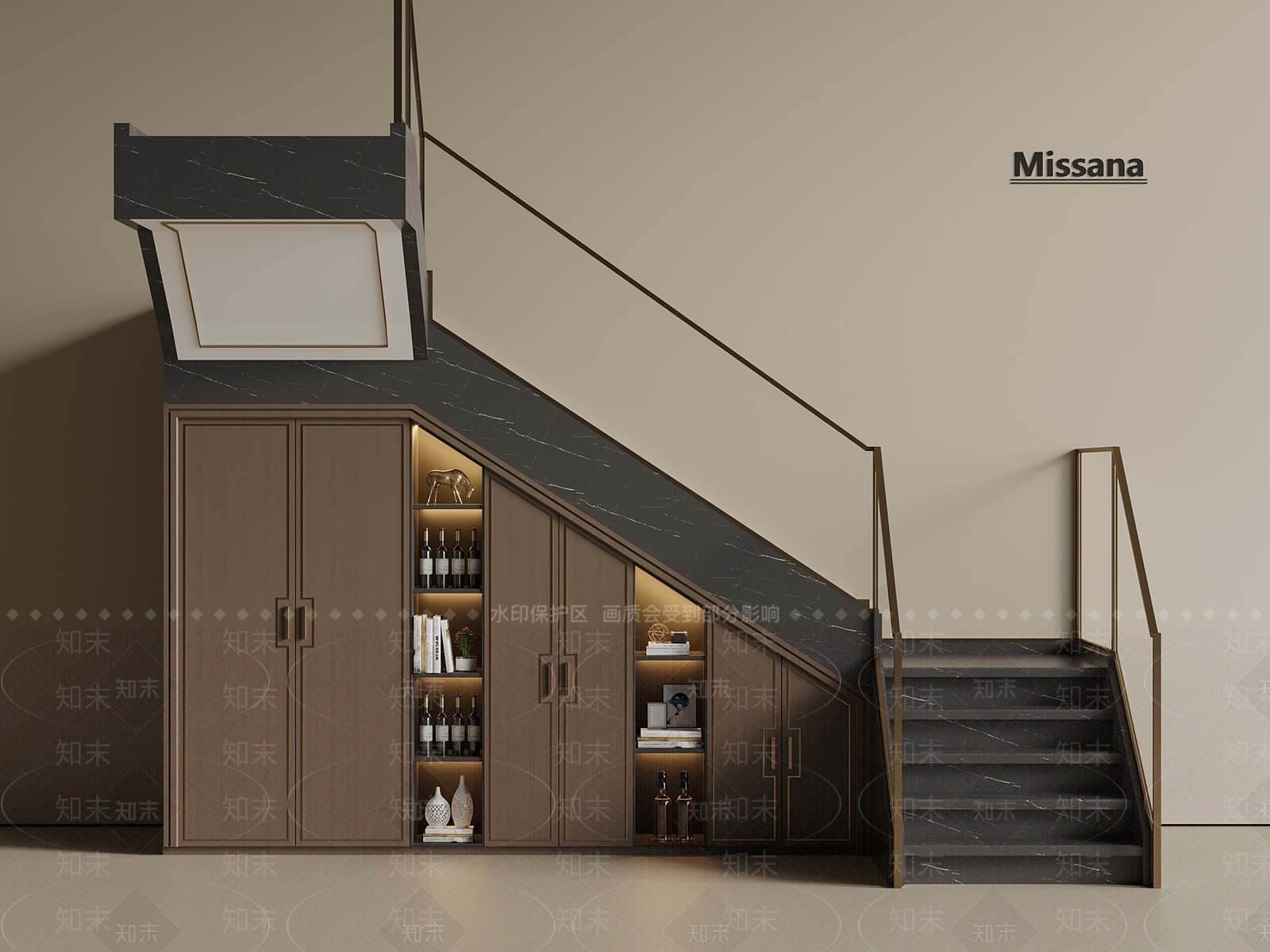 中古意式楼梯柜3D模型下载【ID:1192890571】