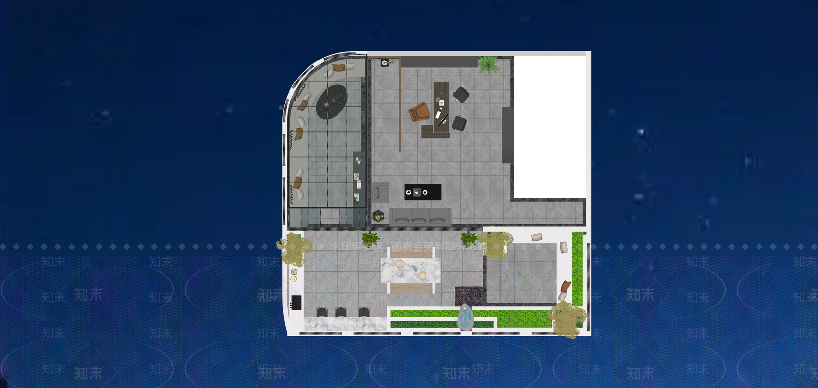 现代新中式屋顶花园SU模型下载【ID:1192891228】
