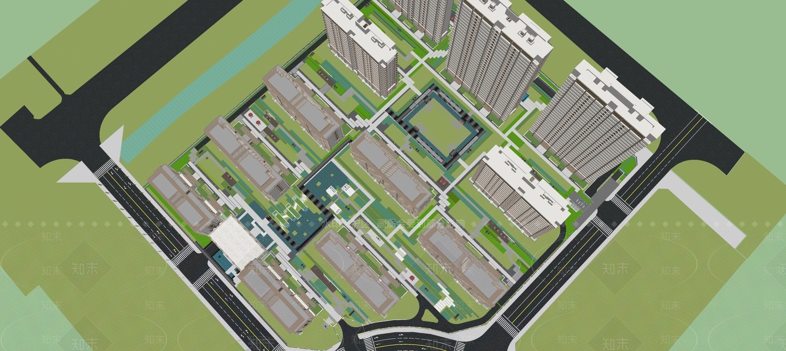 现代小区景观SU模型下载【ID:1192891908】