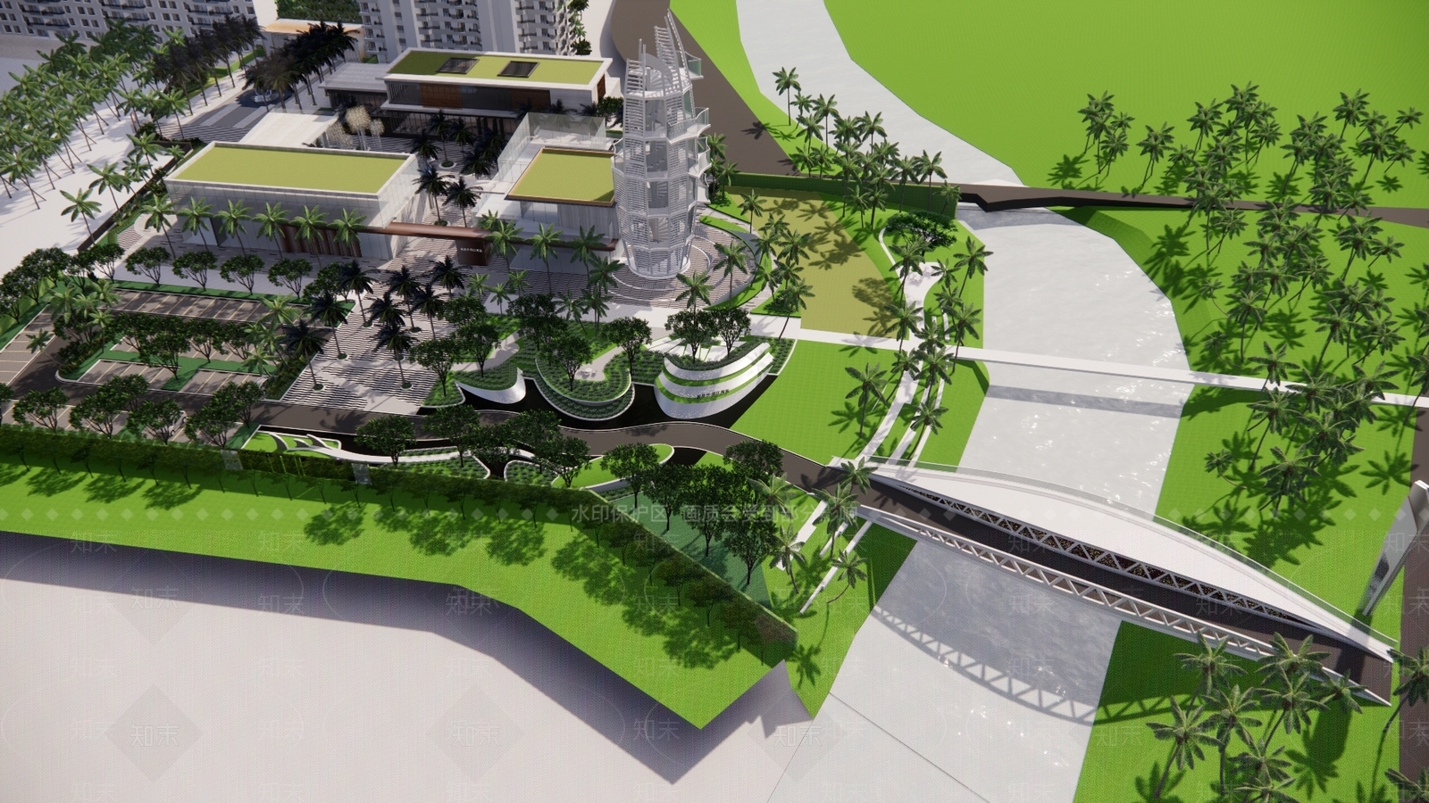 现代小区景观SU模型下载【ID:1192892028】