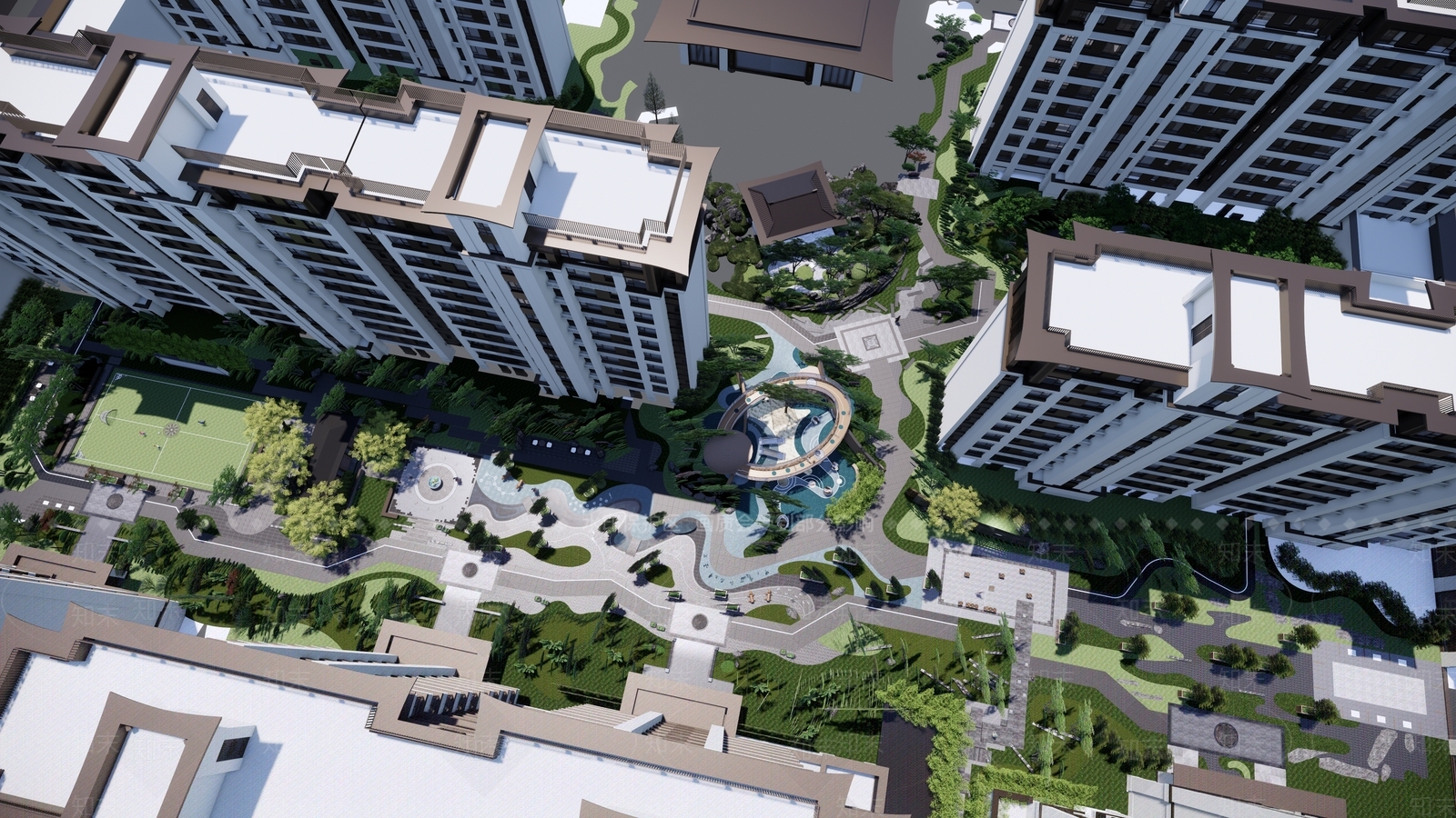 现代小区景观SU模型下载【ID:1192892723】