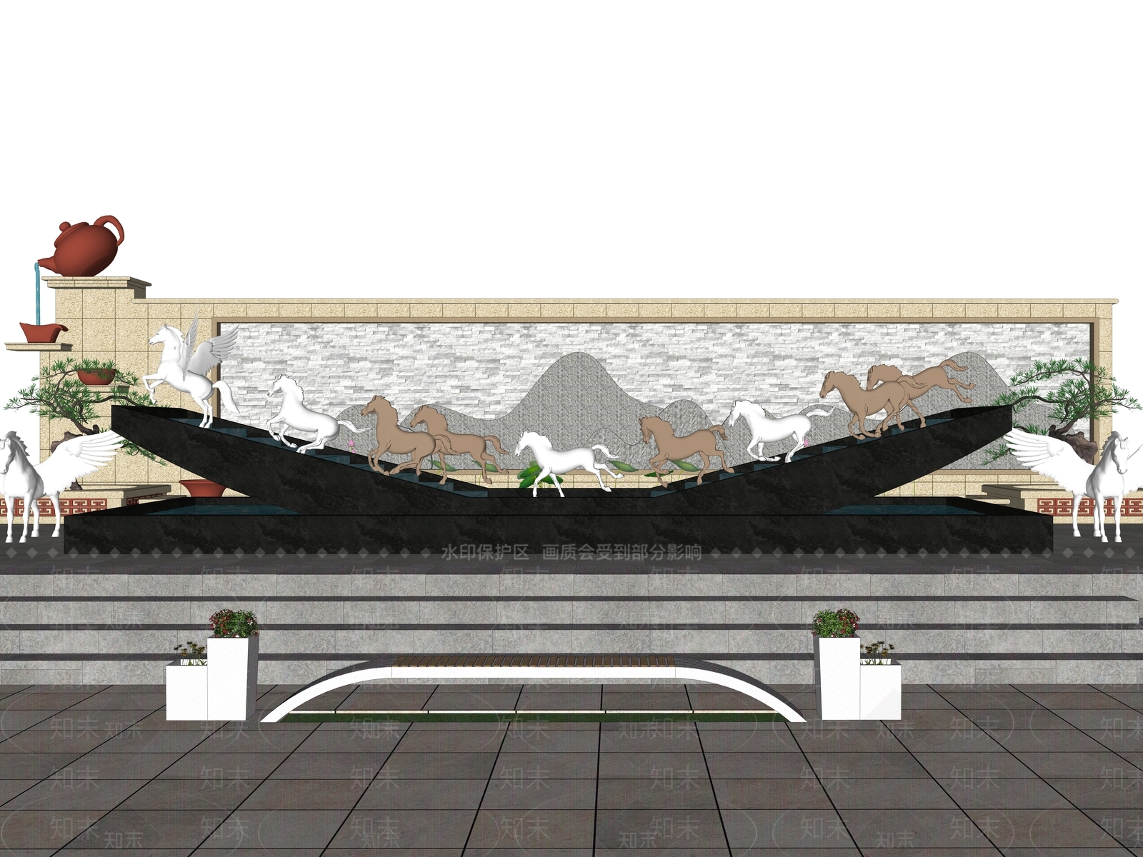 现代广场景观3D模型下载【ID:1192897012】