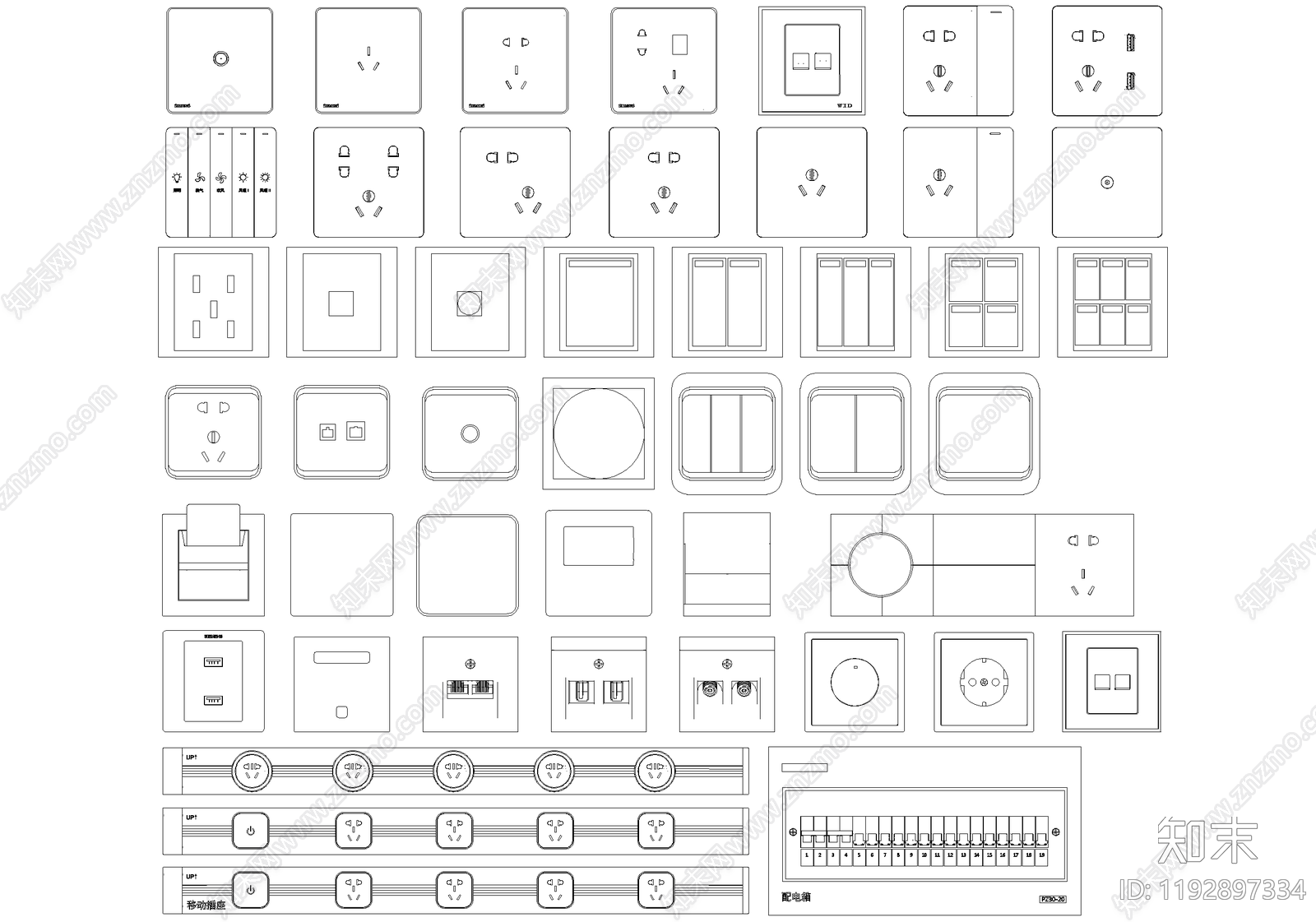 开关插座施工图下载【ID:1192897334】