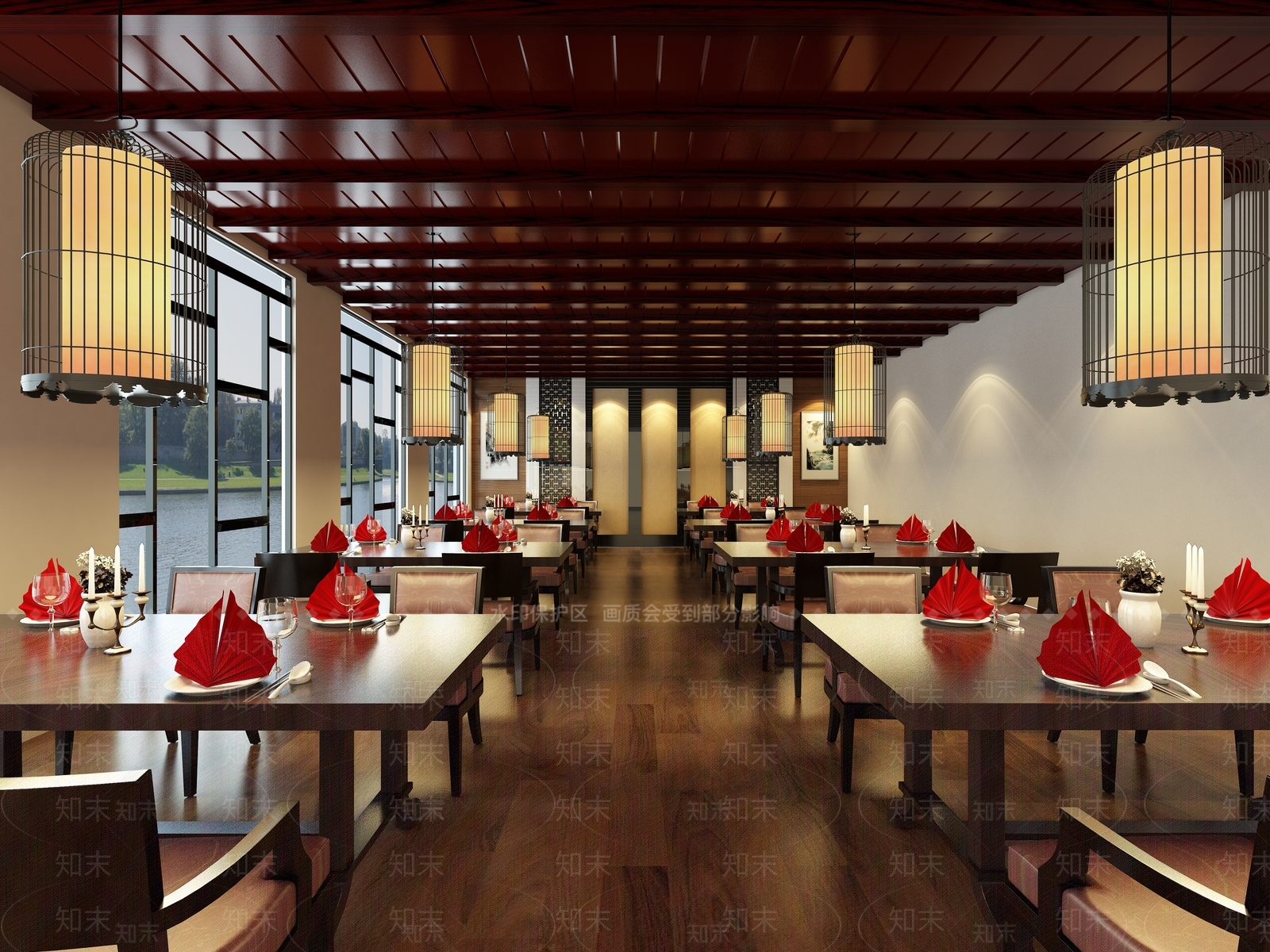 新中式中式中餐厅3D模型下载【ID:1192899210】