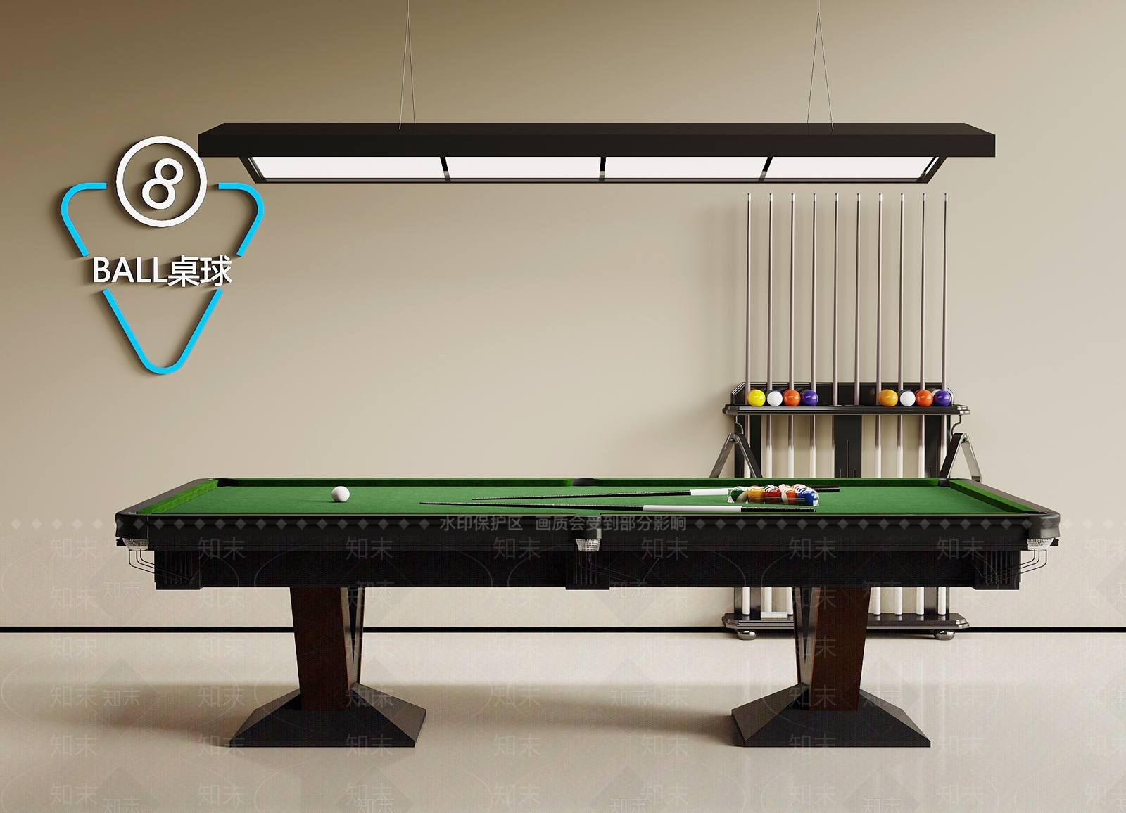 台球桌3D模型下载【ID:1192907410】