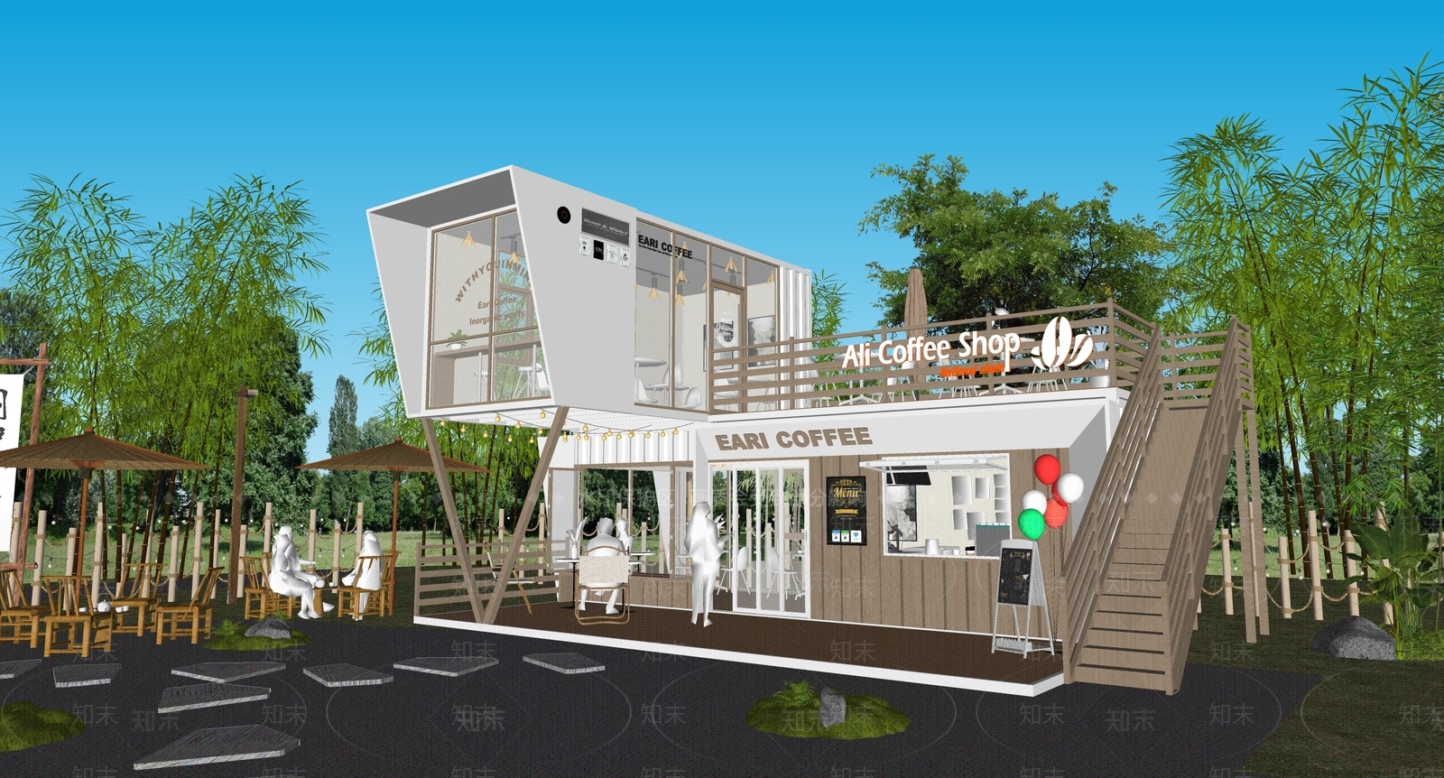 现代餐饮建筑SU模型下载【ID:1192907716】
