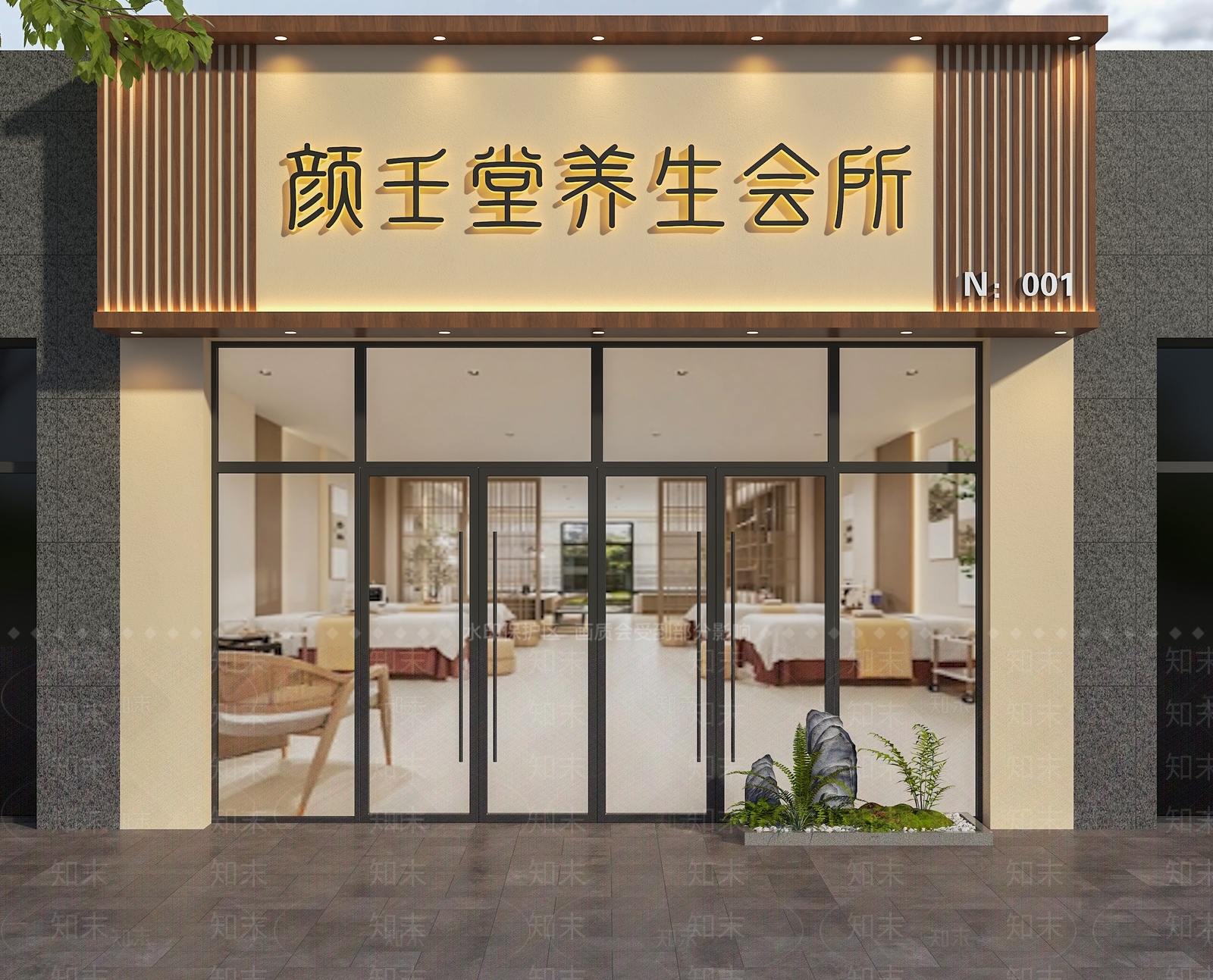 现代新中式门头3D模型下载【ID:1192907823】