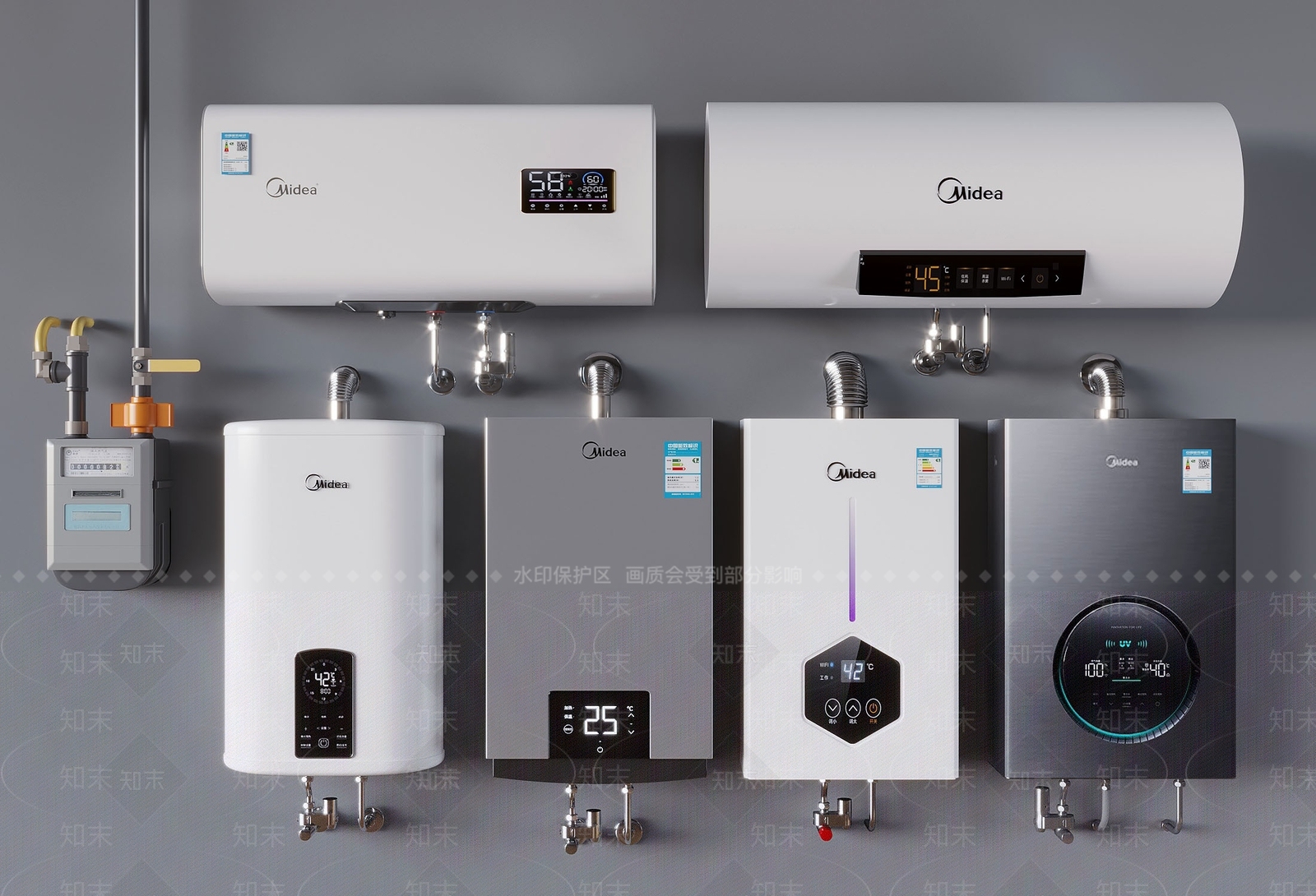 热水器3D模型下载【ID:1192908997】