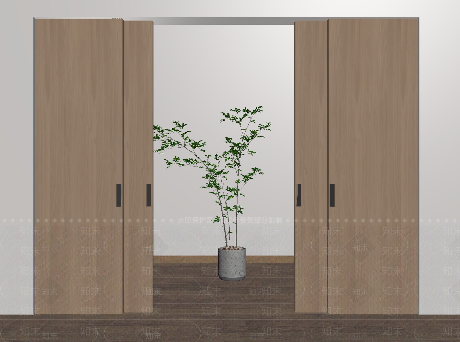 现代推拉门SU模型下载【ID:1192917893】