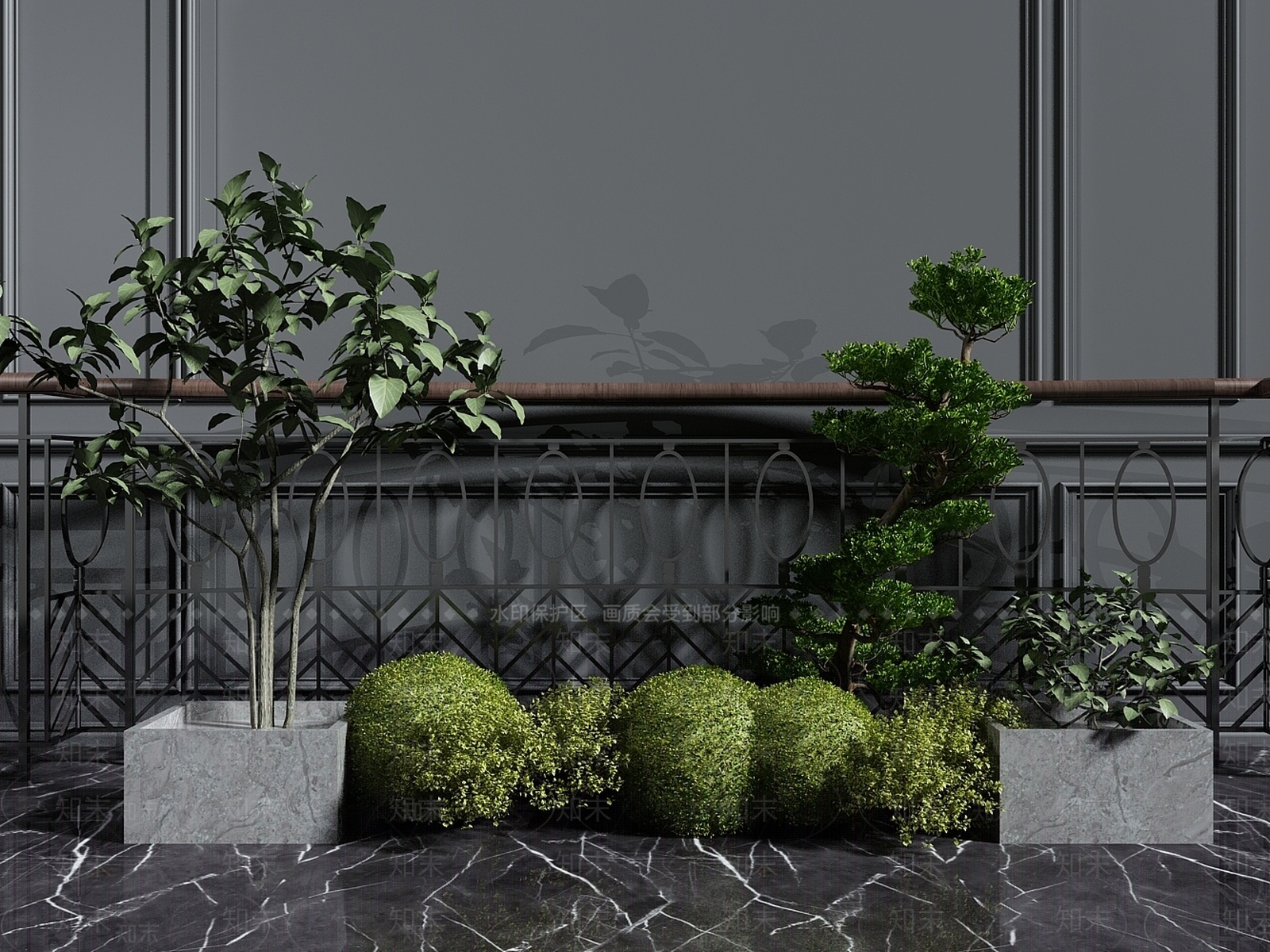 现代装饰植物3D模型下载【ID:1192917651】