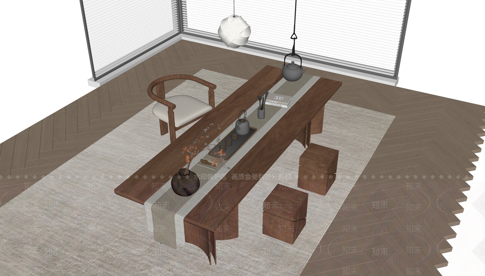 现代茶桌椅SU模型下载【ID:1192920359】