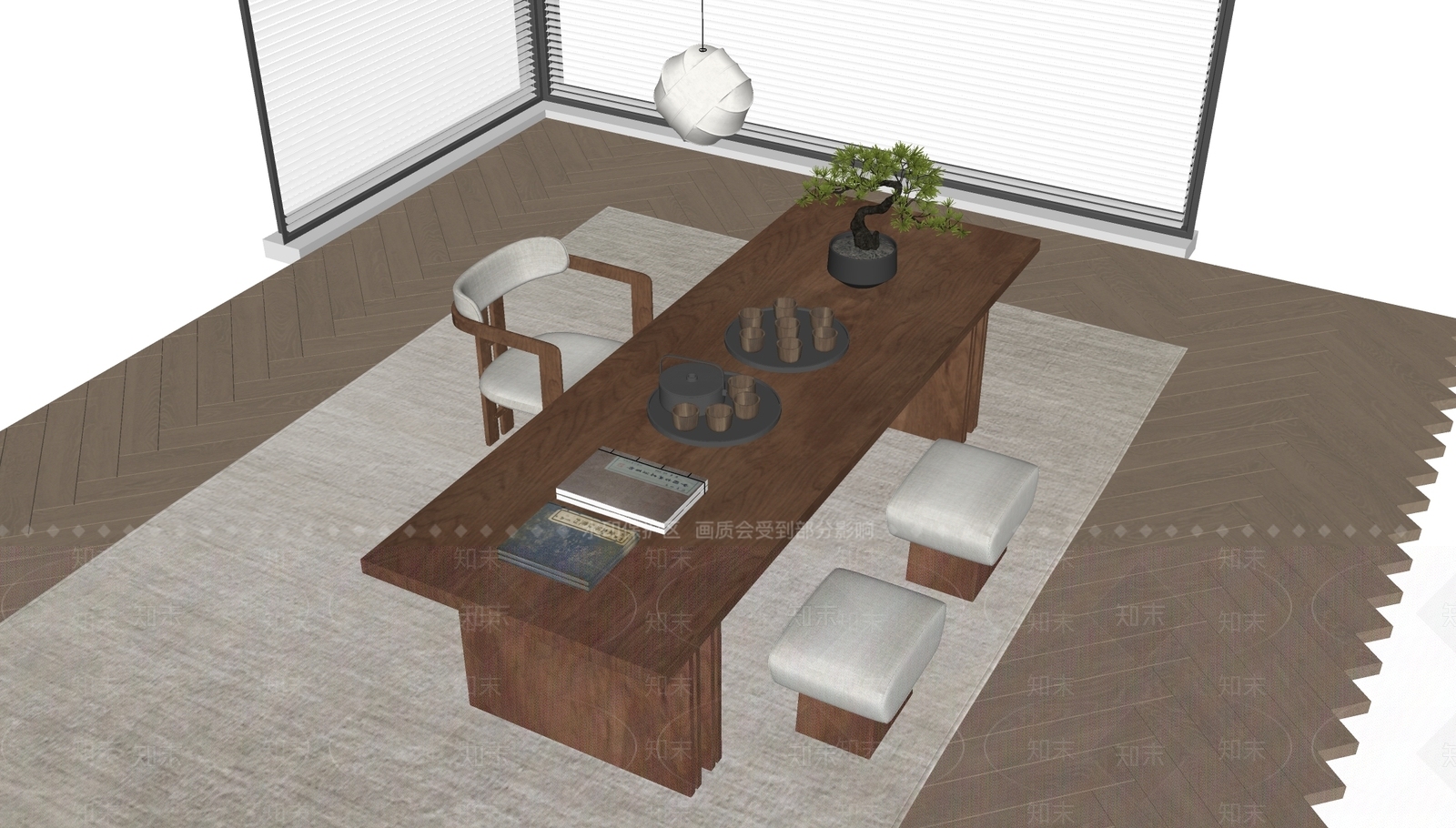 现代茶桌椅SU模型下载【ID:1192921045】