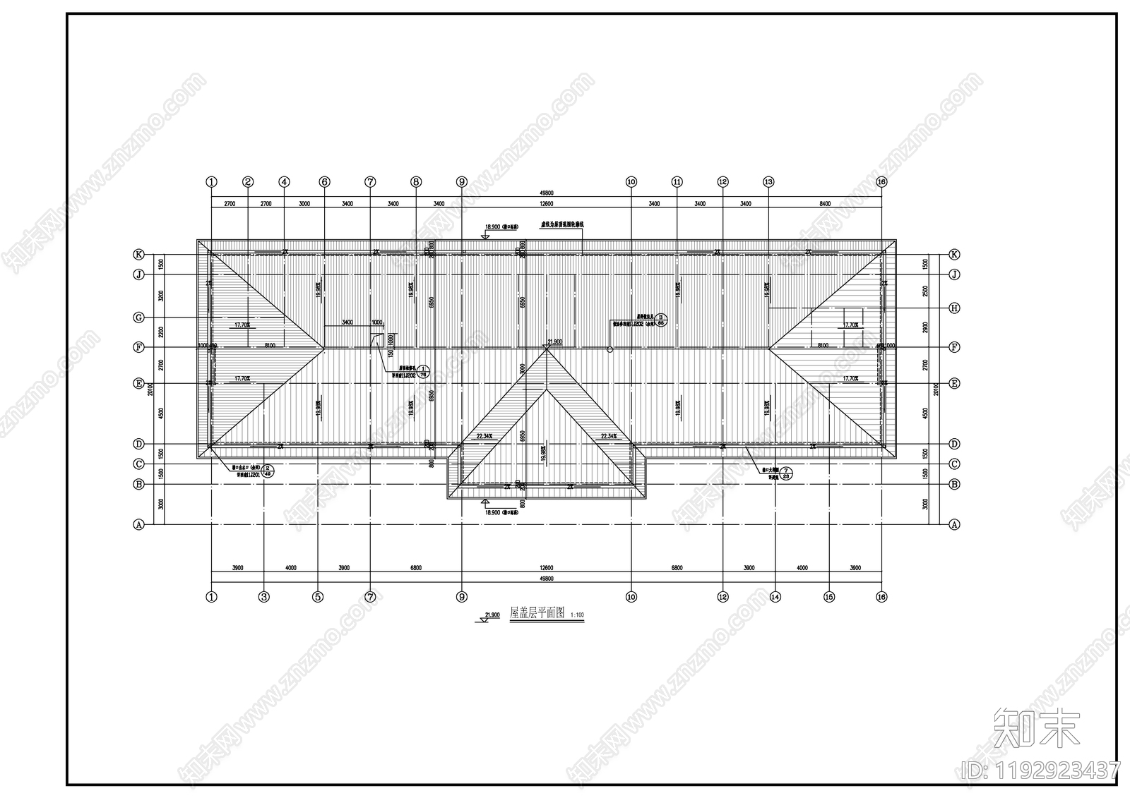 现代新中式图书馆建筑cad施工图下载【ID:1192923437】