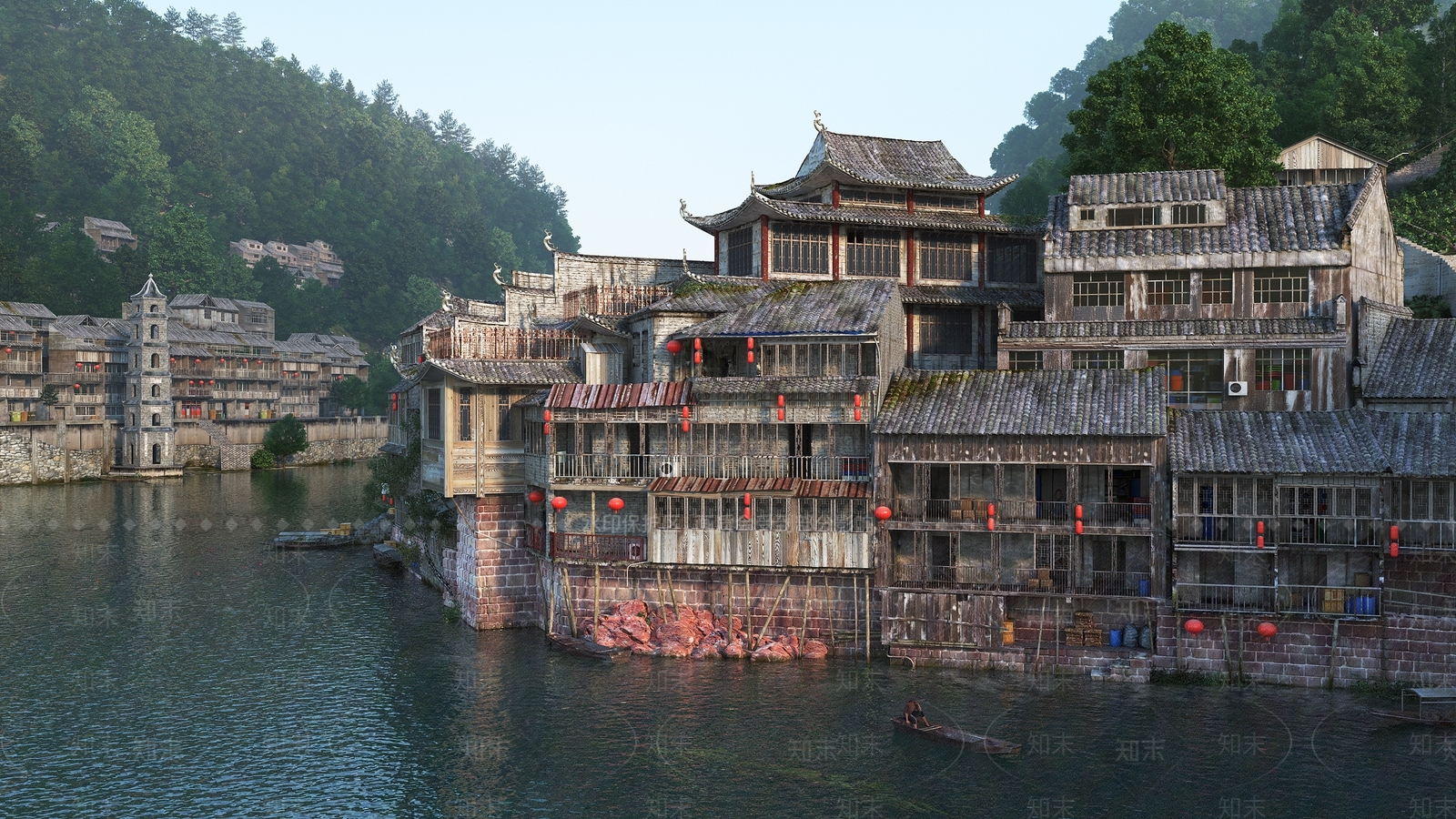 现代古代建筑园林景观3D模型下载【ID:1192927428】