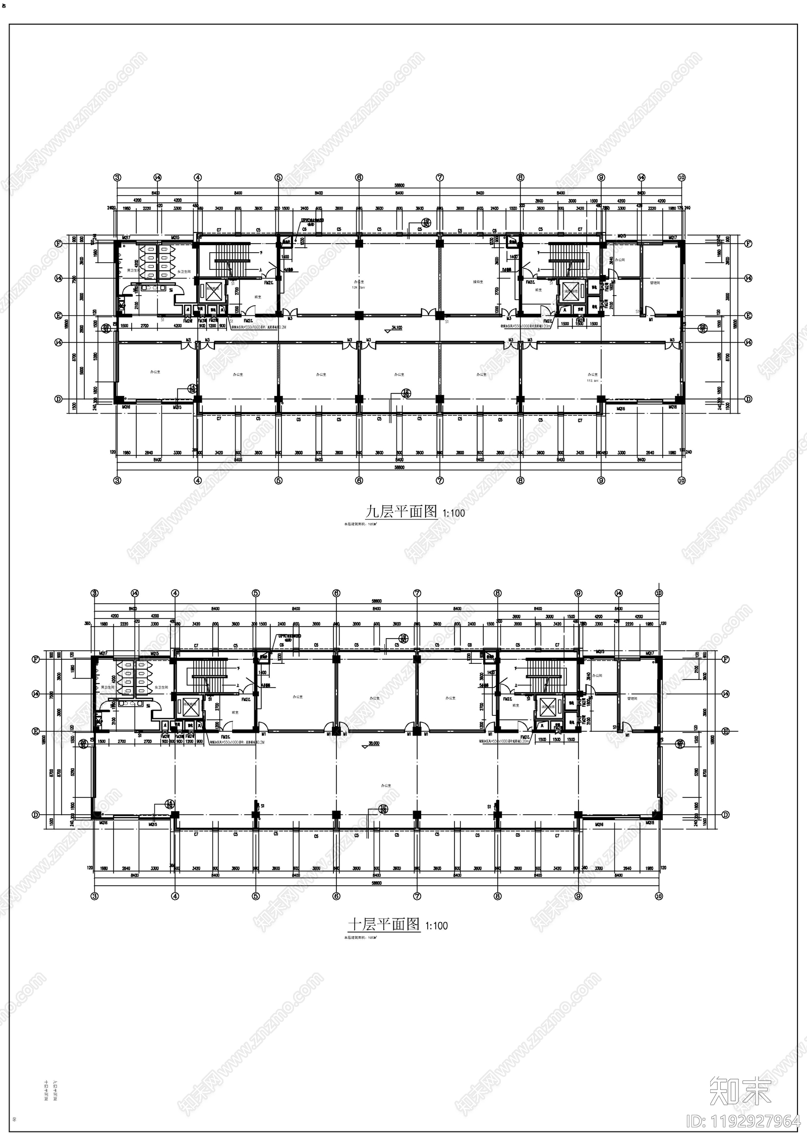 现代图书馆建筑cad施工图下载【ID:1192927964】