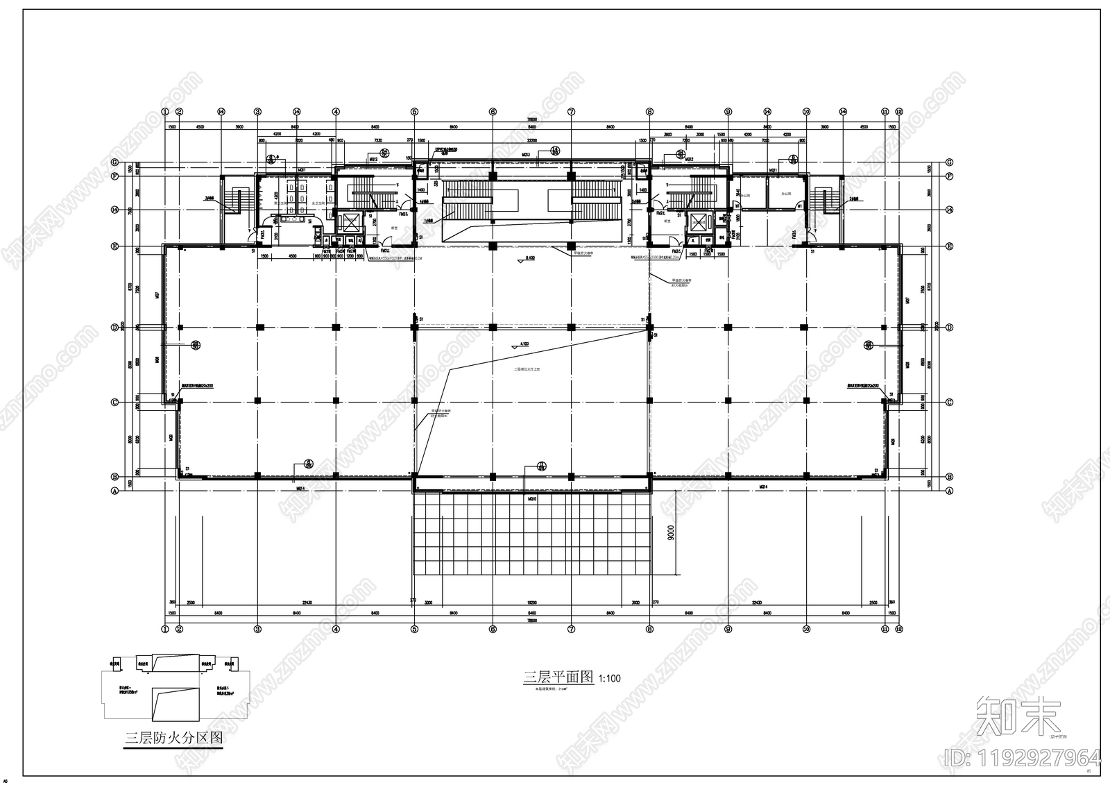 现代图书馆建筑cad施工图下载【ID:1192927964】