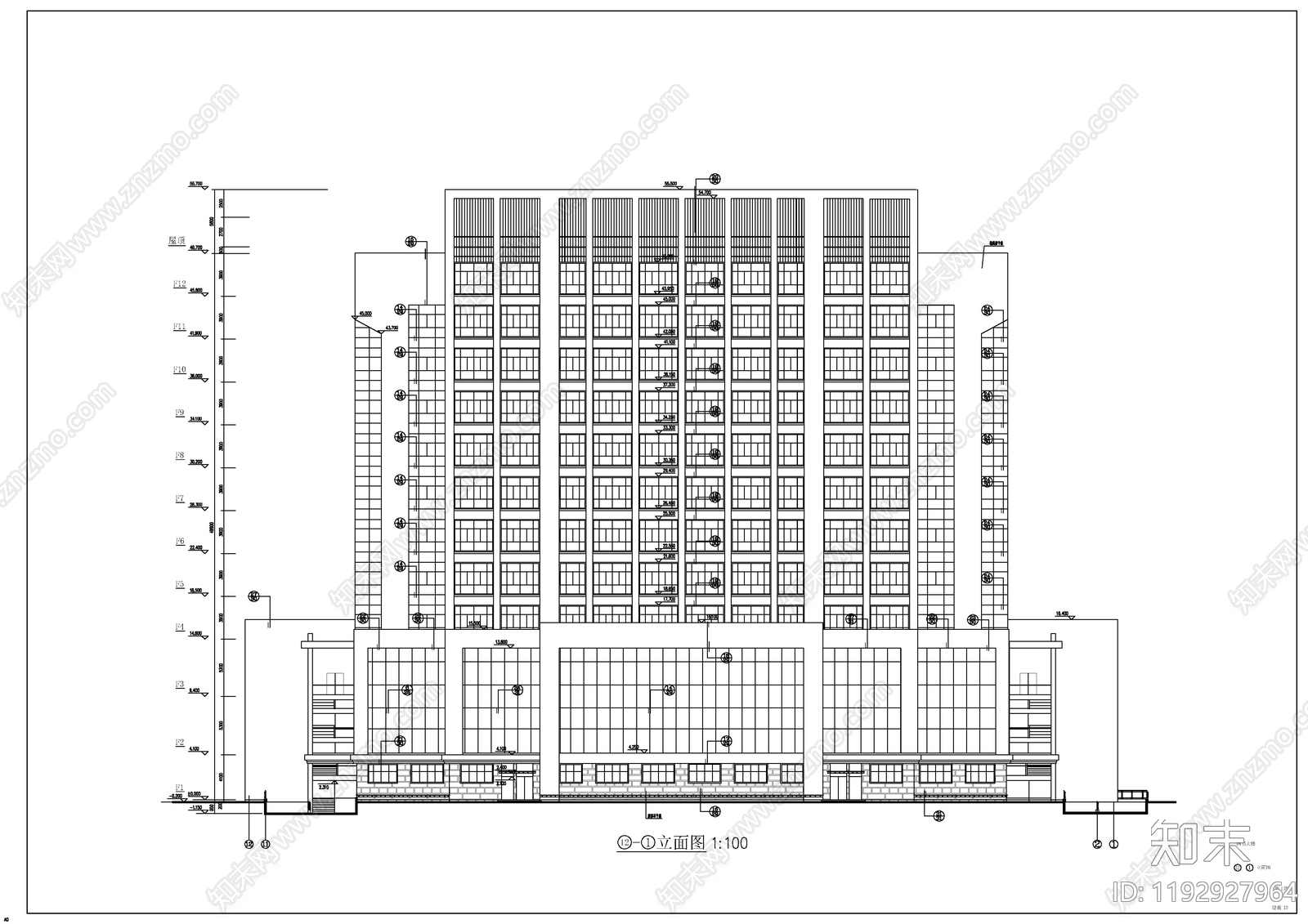 现代图书馆建筑cad施工图下载【ID:1192927964】