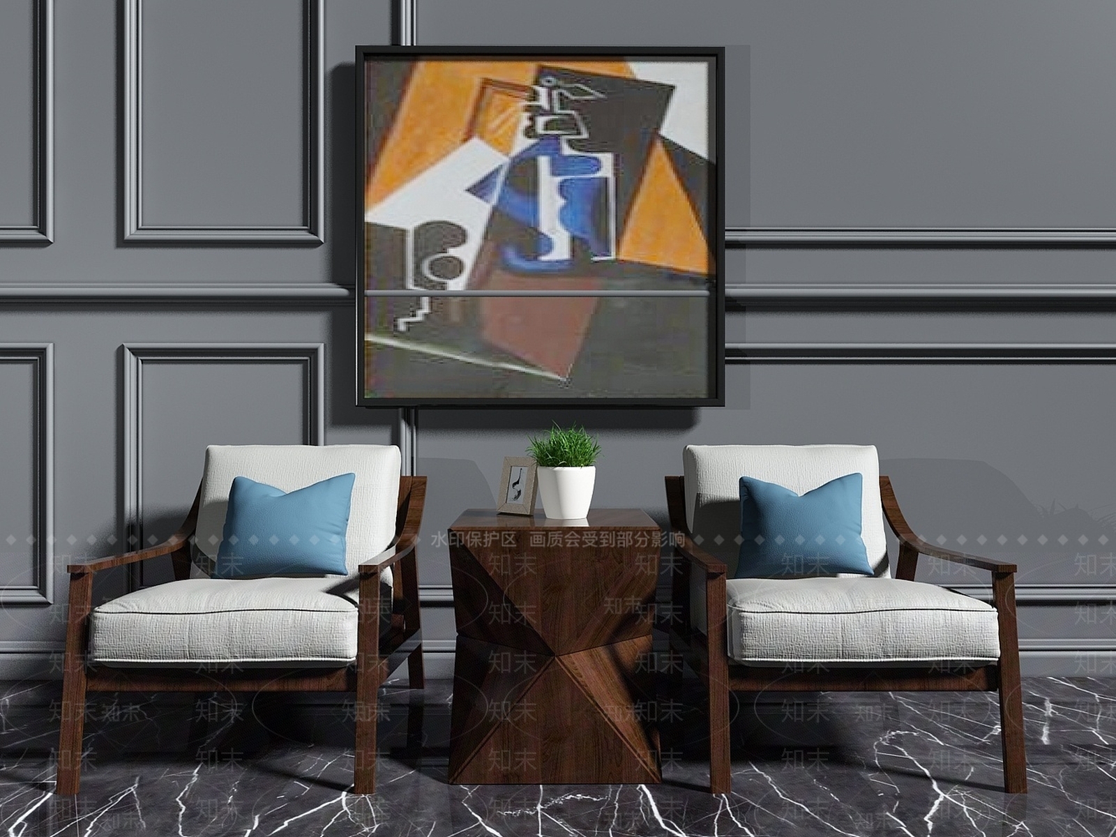 中式休闲椅子3D模型下载【ID:1192928104】